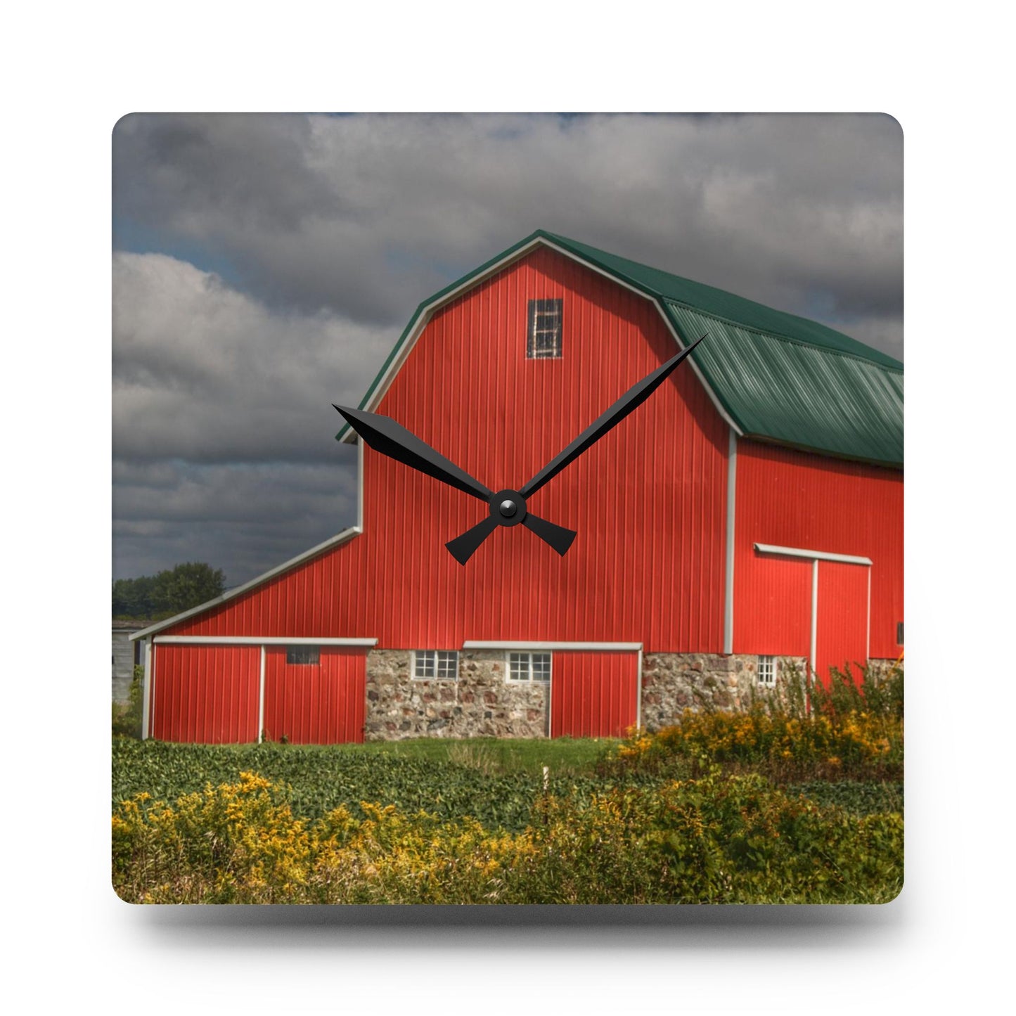 Rustic Farmhouse Wall Clock featuring Valentines Fieldstone Red