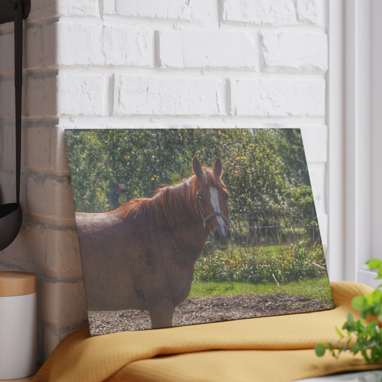 U R There Photography Froede Road Chestnut Brown Rustic Farmhouse Tempered-Glass Cutting Board
