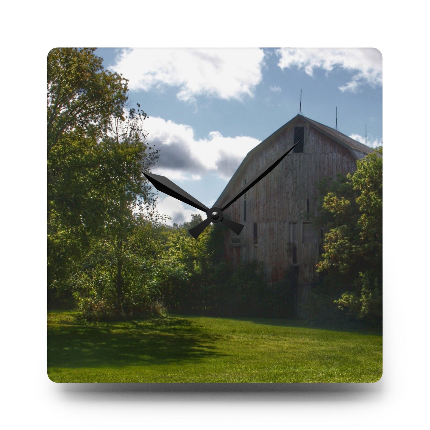 U R There Photography Oakwood Grey Rustic Farmhouse Acrylic Analog Wall Clock