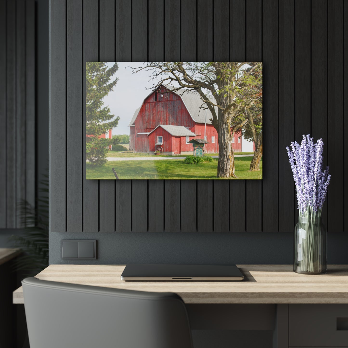 U R There Photography French Road Centennial Reds I Rustic Farmhouse Acrylic Wall Print