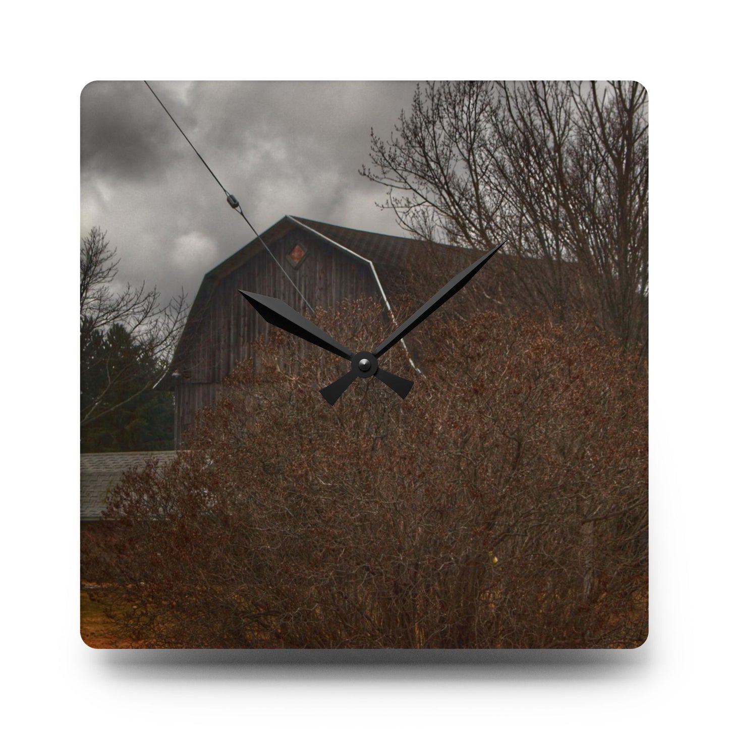 U R There Photography Caro Grey Hidden Rustic Farmhouse Acrylic Analog Wall Clock