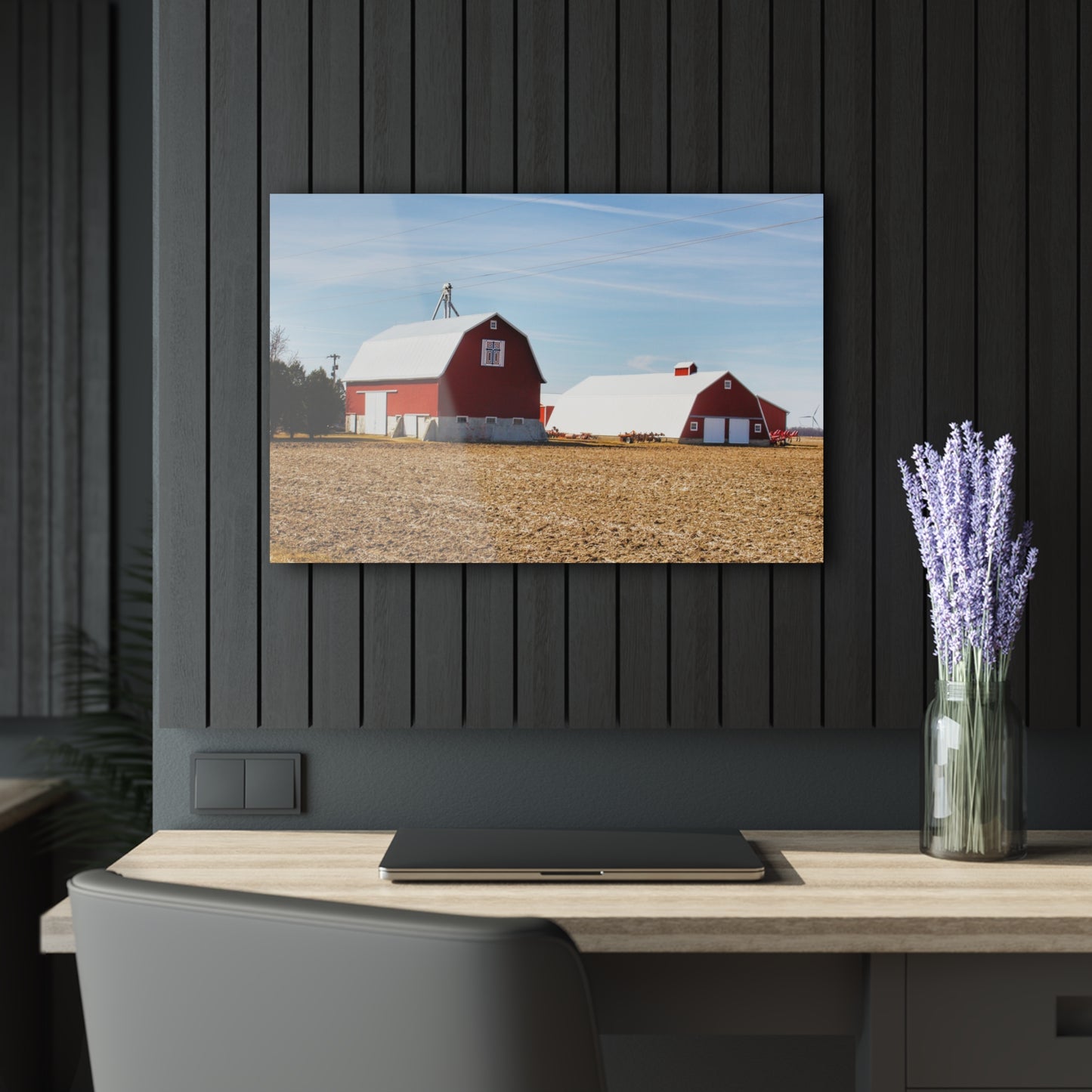 U R There Photography French Road Quilted Red Rustic Farmhouse Acrylic Wall Print