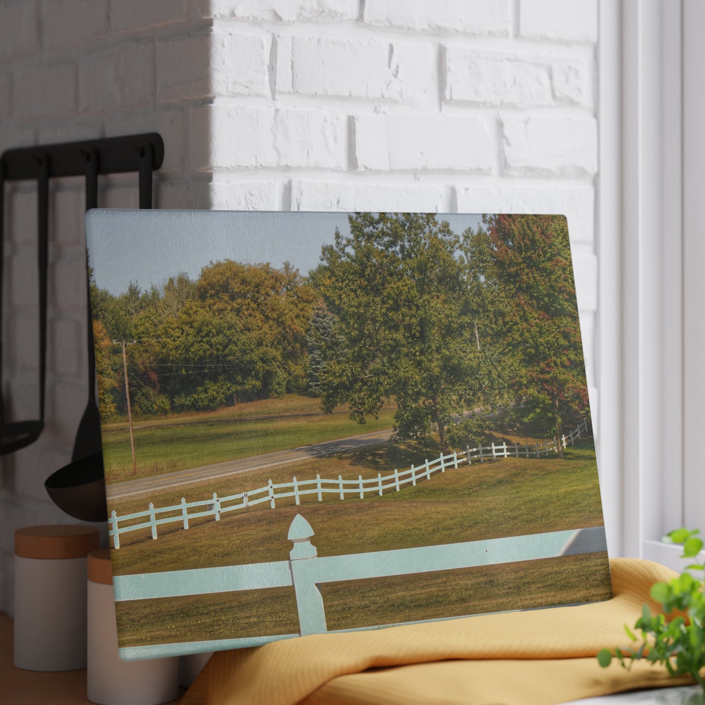 U R There Photography Beyond the White Fences Rustic Farmhouse Tempered-Glass Cutting Board