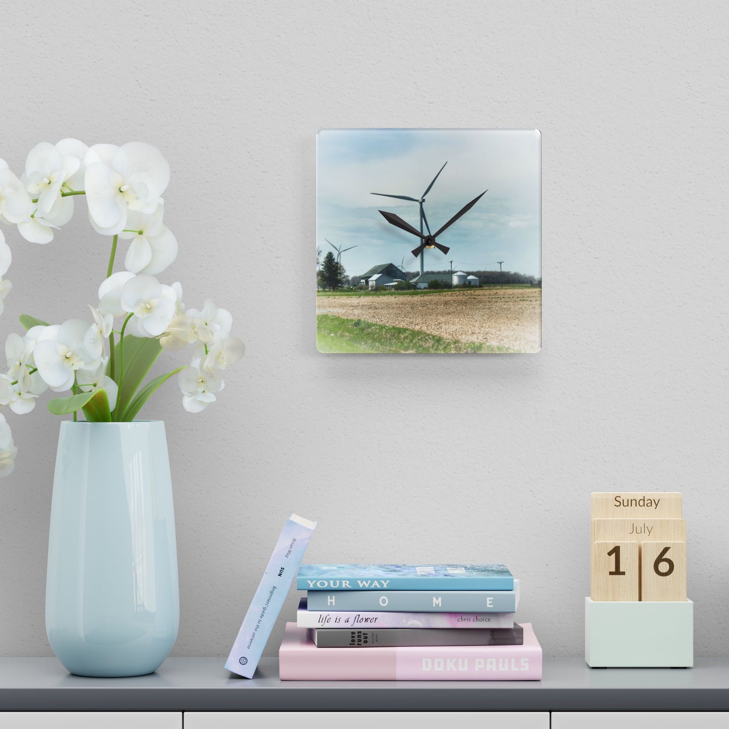 U R There Photography Dickerson Grey Rustic Farmhouse Acrylic Analog Wall Clock