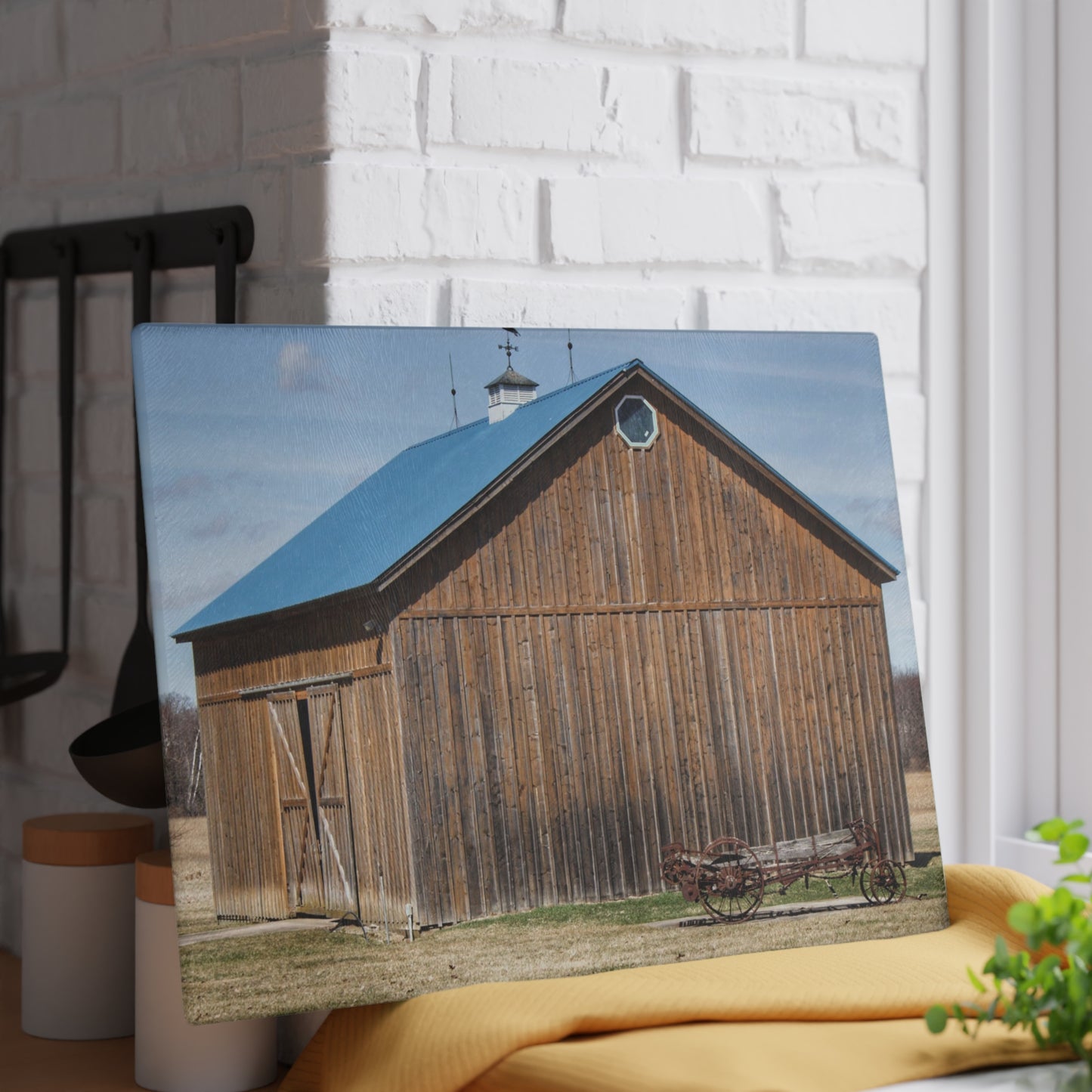 U R There Photography Barn and Buggy Rustic Farmhouse Tempered-Glass Cutting Board