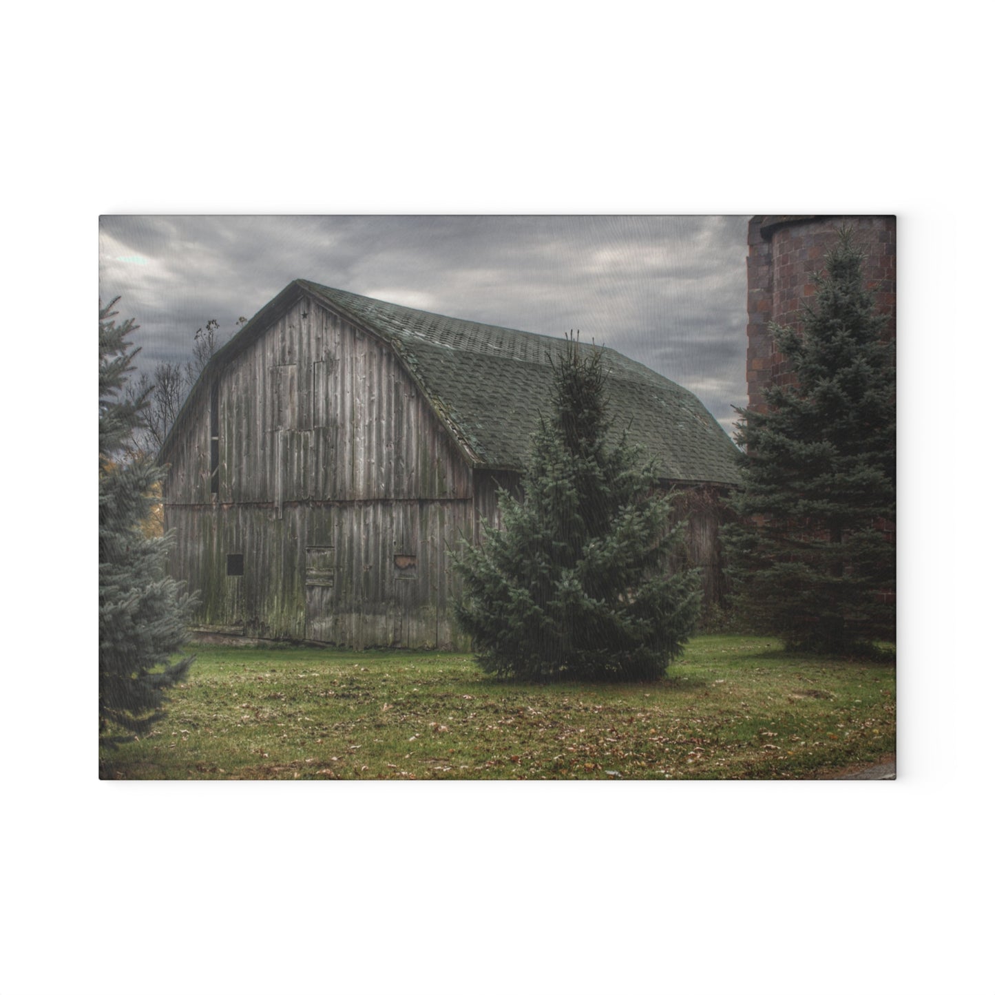 U R There Photography Pero Lake Road Grey I Rustic Farmhouse Tempered-Glass Cutting Board
