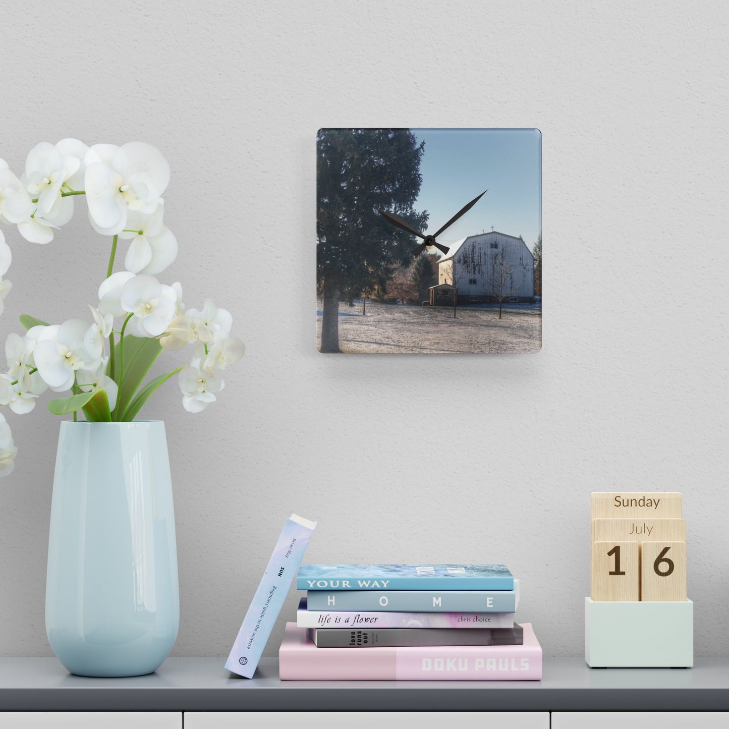 U R There Photography Washburn White Rustic Farmhouse Acrylic Analog Wall Clock