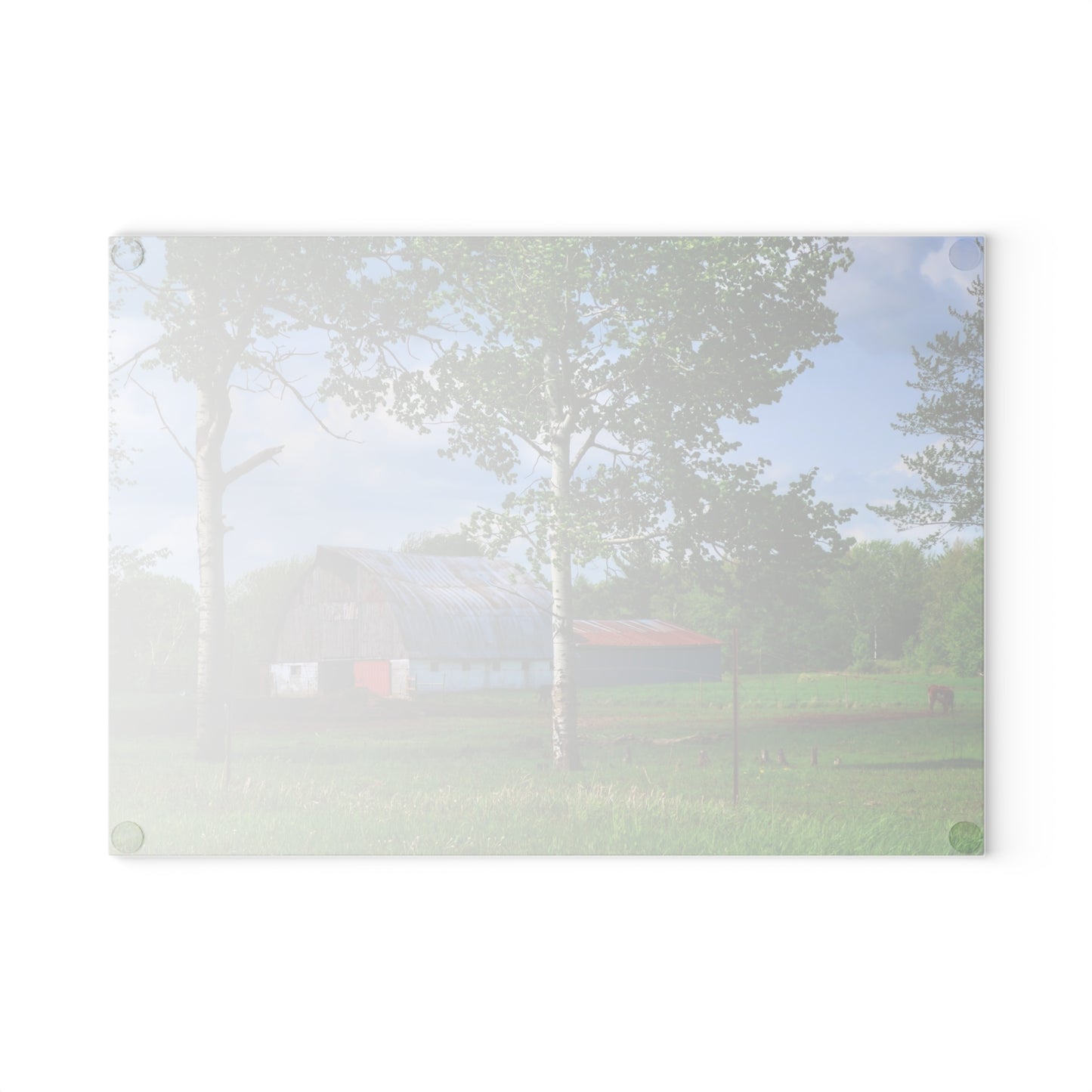 U R There Photography Shepard Road Hillman Red Rustic Farmhouse Tempered-Glass Cutting Board