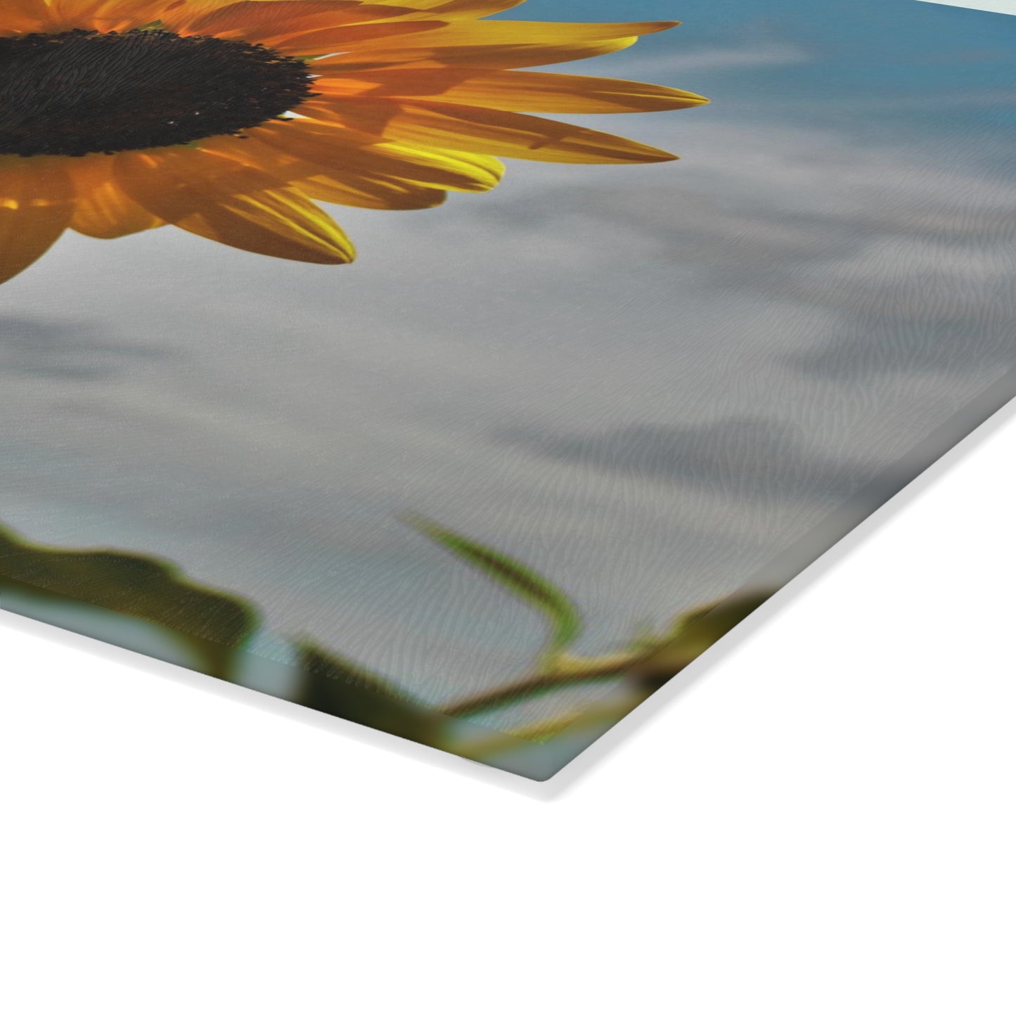 U R There Photography Awakening Sunflower Rustic Farmhouse Tempered-Glass Cutting Board