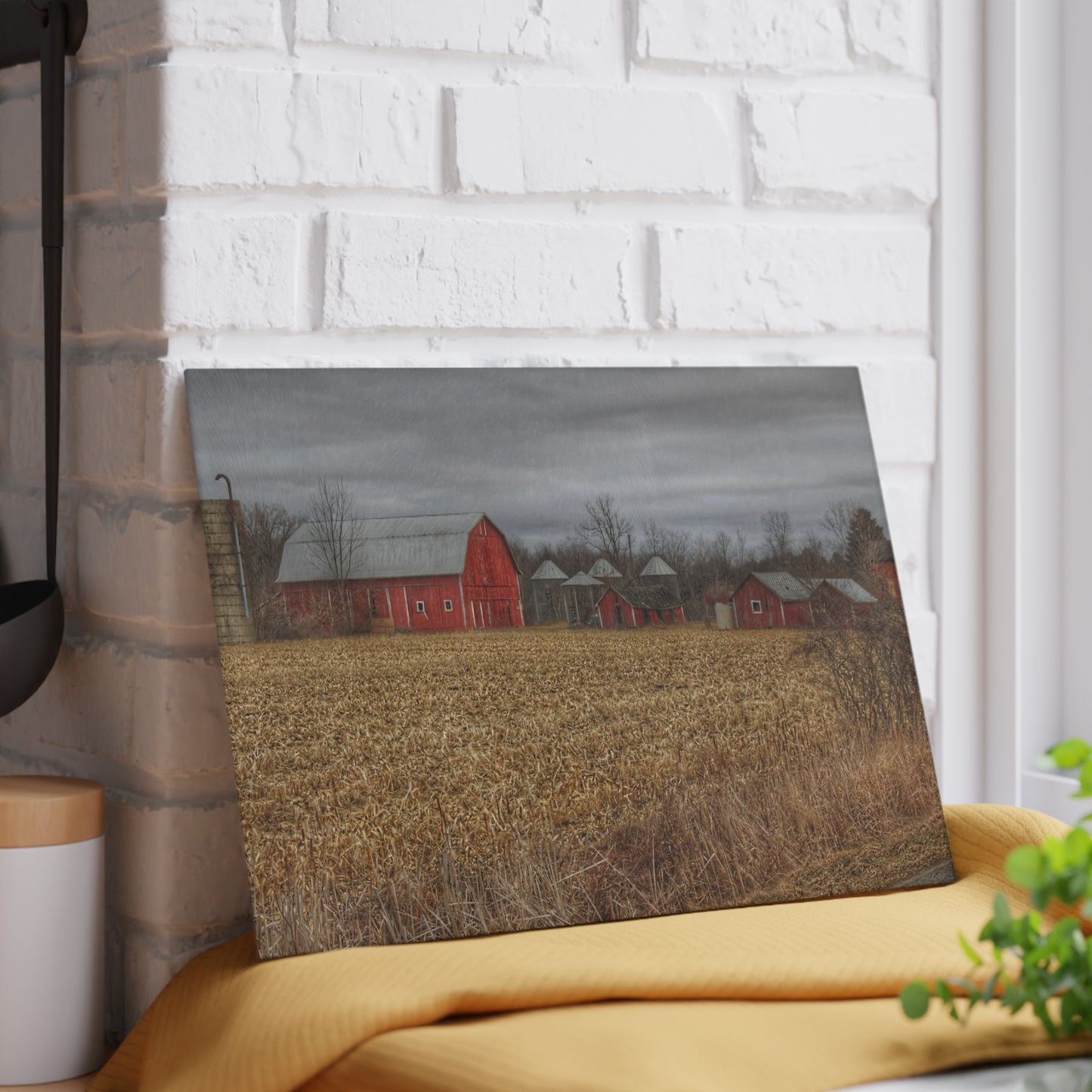 U R There Photography Barns of Arbela II Rustic Farmhouse Tempered-Glass Cutting Board