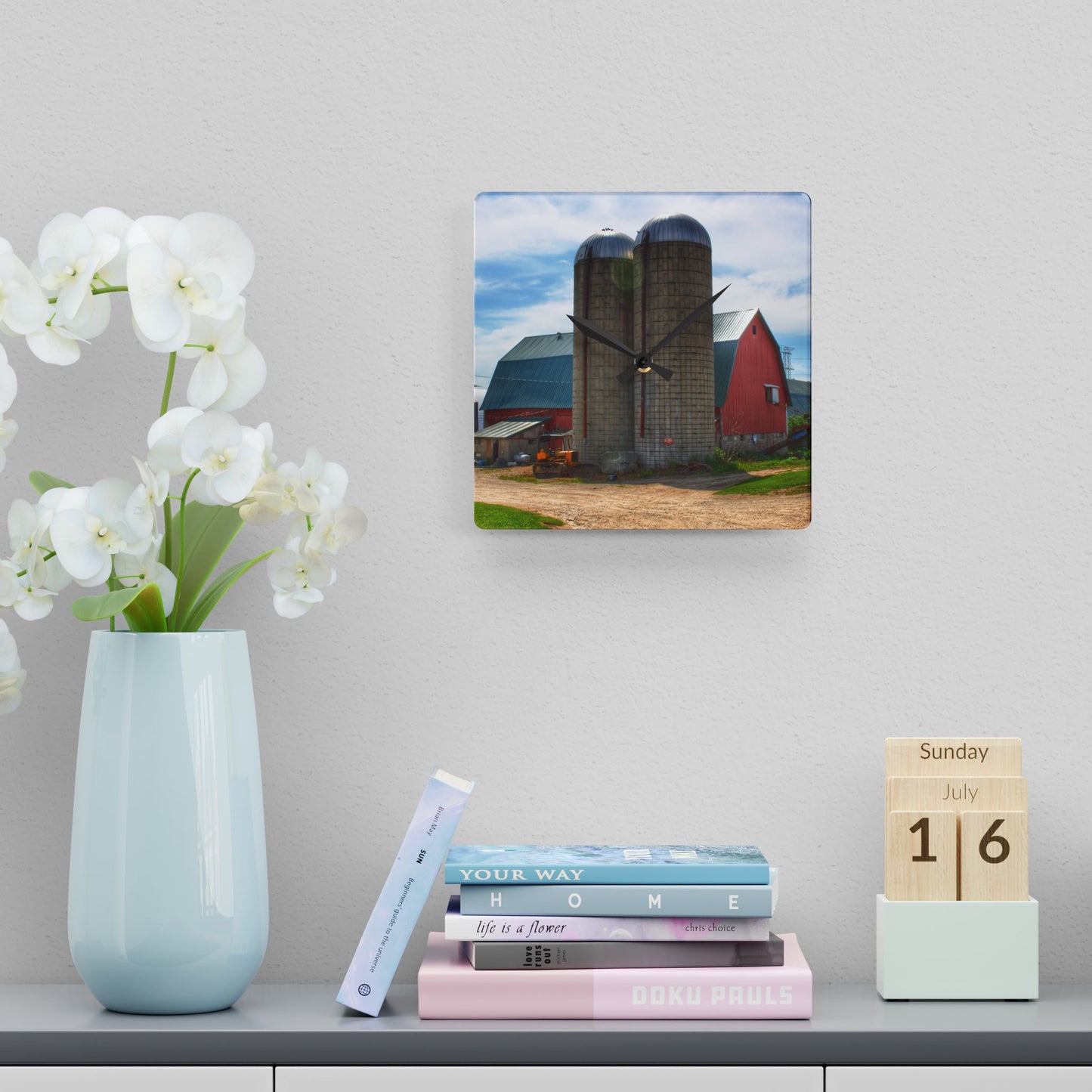 U R There Photography South Washburn Red Rustic Farmhouse Acrylic Analog Wall Clock