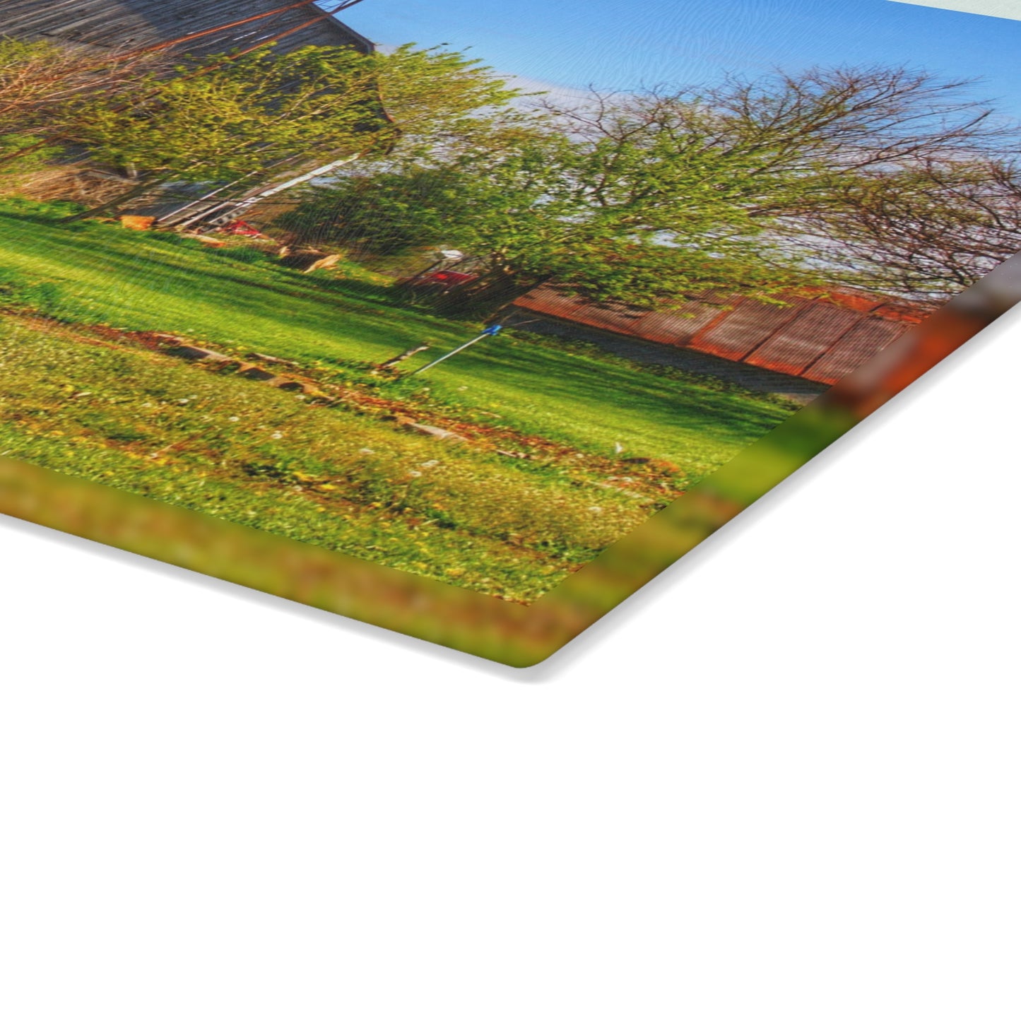 U R There Photography Sohn Road Greys Rustic Farmhouse Tempered-Glass Cutting Board