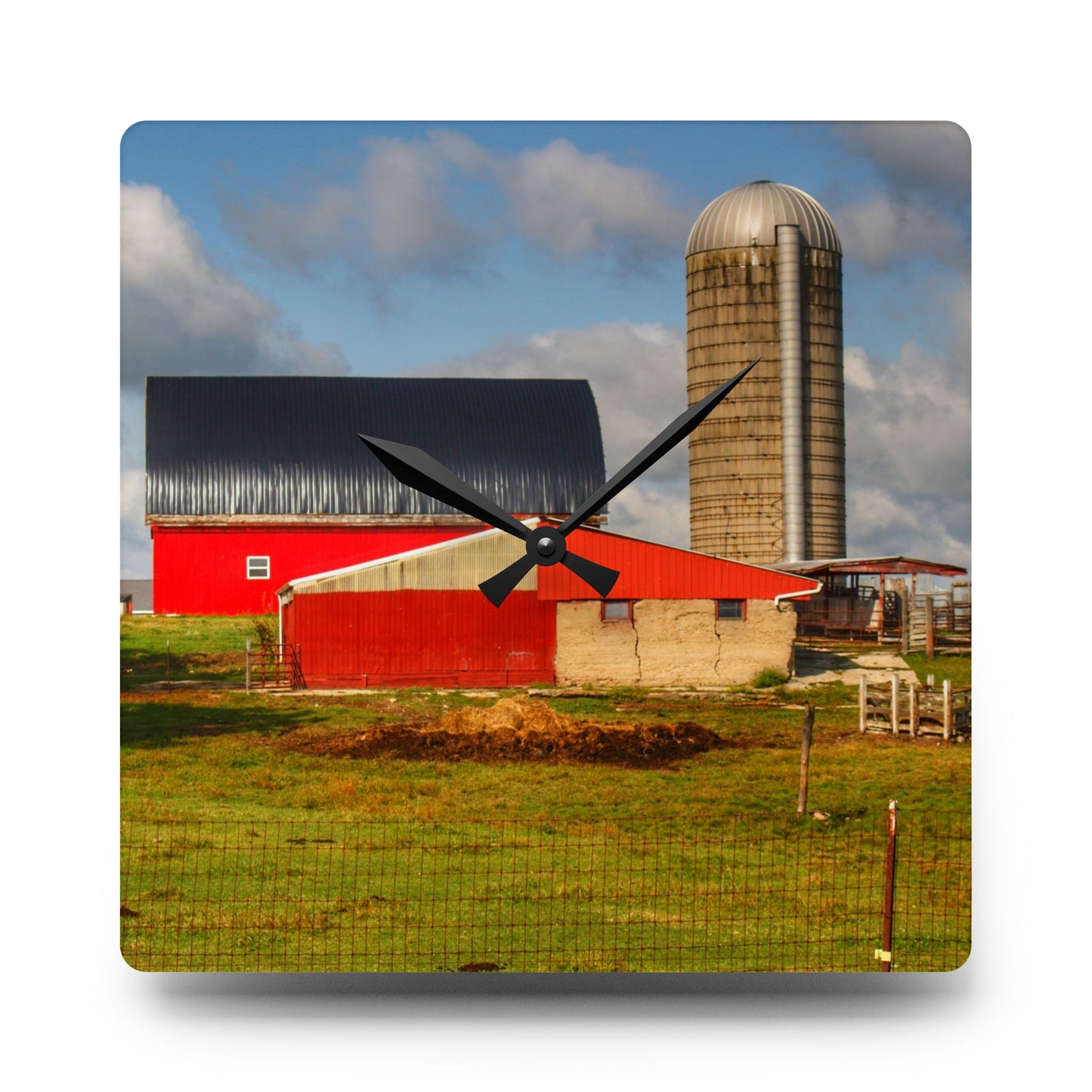 U R There Photography Kingston Checkerboard Farm Rustic Farmhouse Acrylic Analog Wall Clock