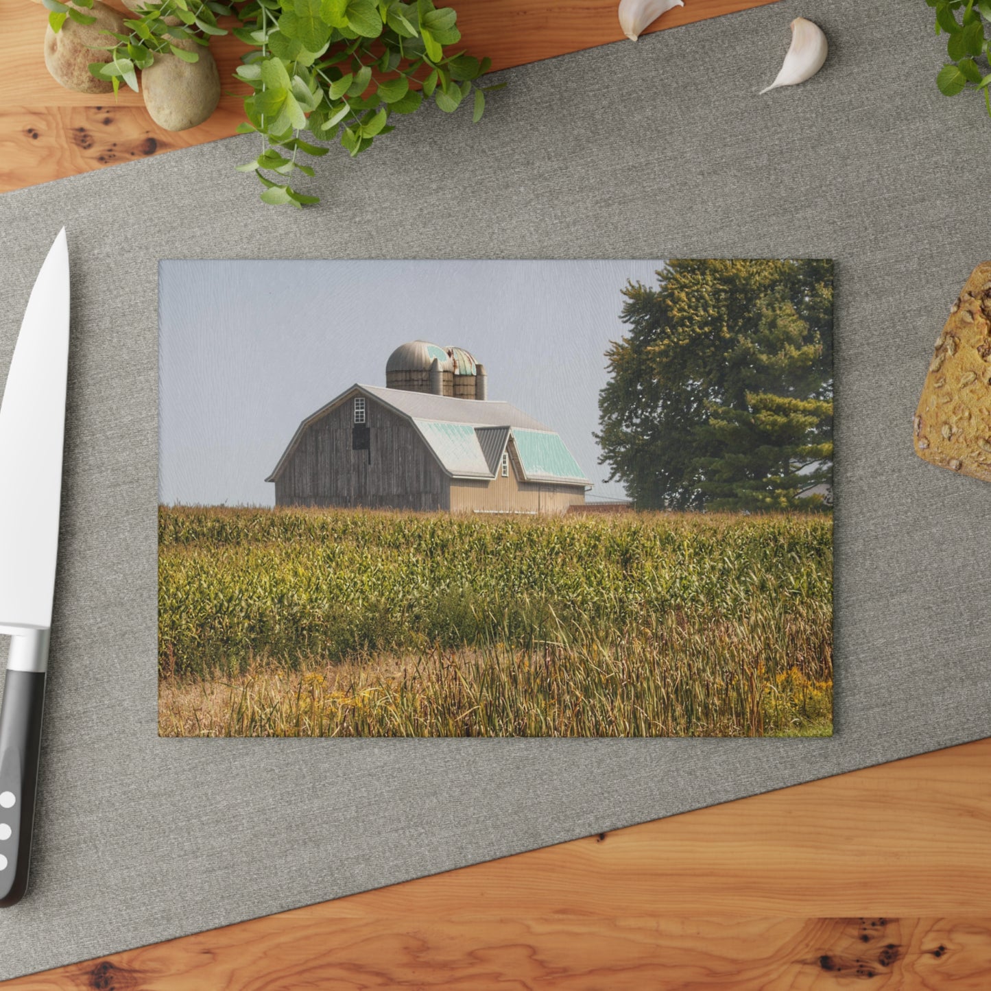 U R There Photography Beyond the September Corn on Swaffer Rustic Farmhouse Tempered-Glass Cutting Board