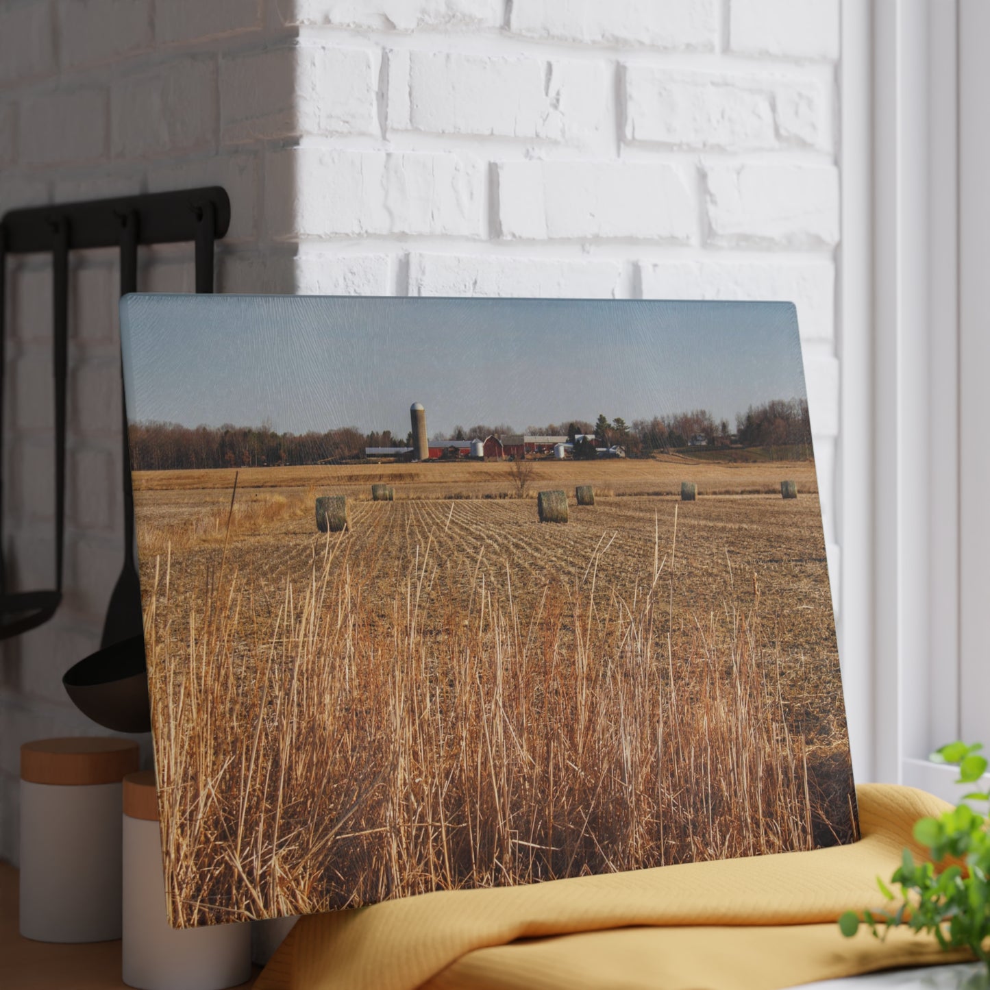 U R There Photography Across the Field on Johnsonmill Road Rustic Farmhouse Tempered-Glass Cutting Board