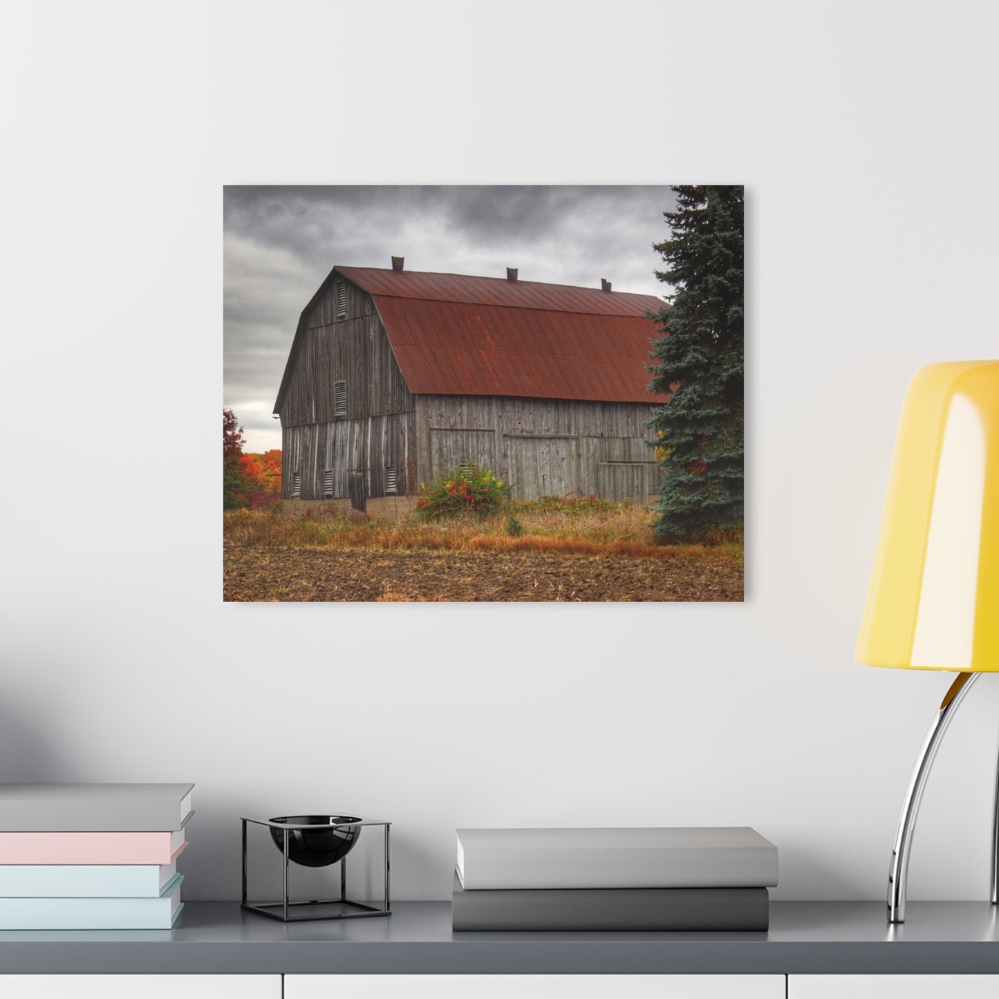 U R There Photography Sheridan Line Road Rusted Grey II Rustic Farmhouse Acrylic Wall Print