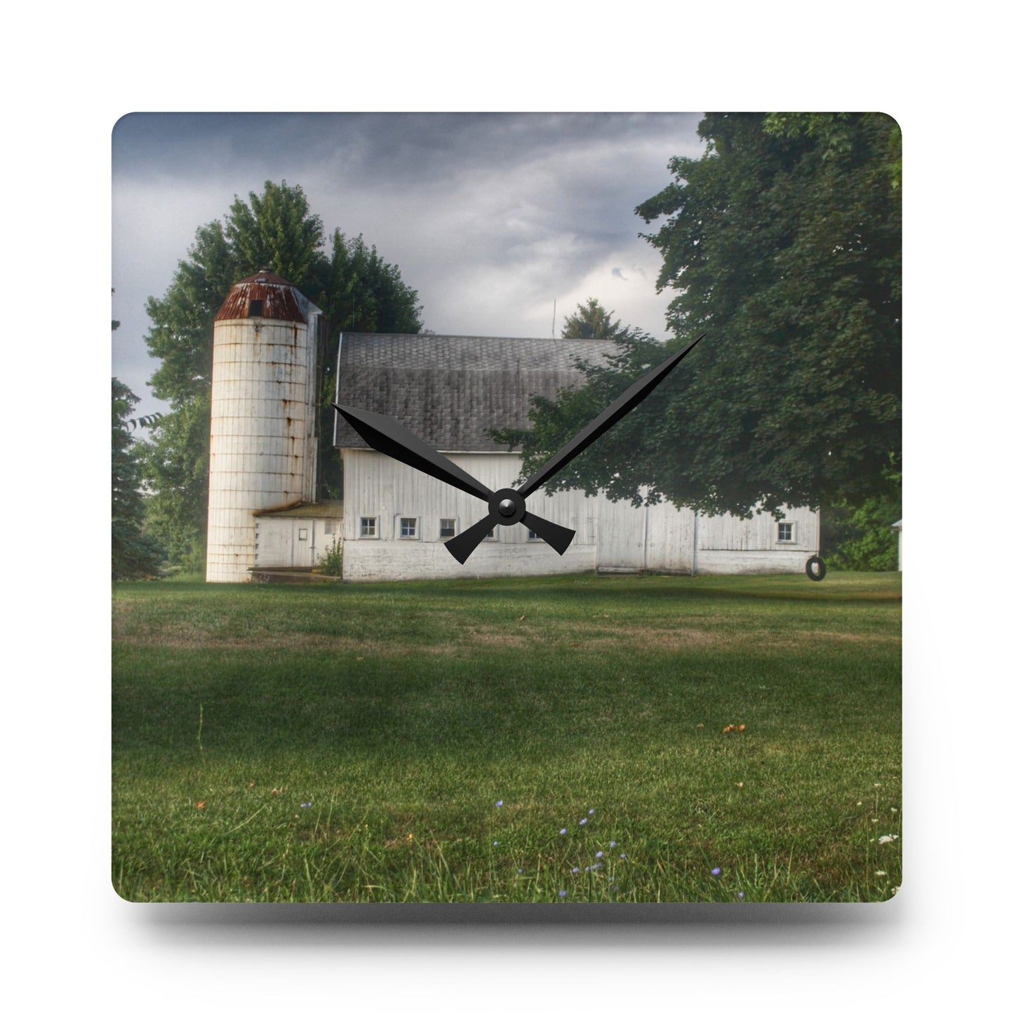 U R There Photography Marathon Road White Rustic Farmhouse Acrylic Analog Wall Clock