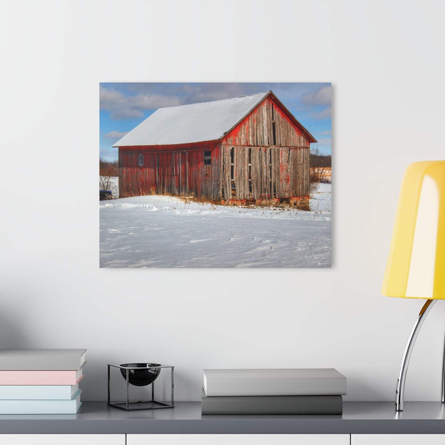 U R There Photography Barnes Road Little Red I Rustic Farmhouse Acrylic Wall Print