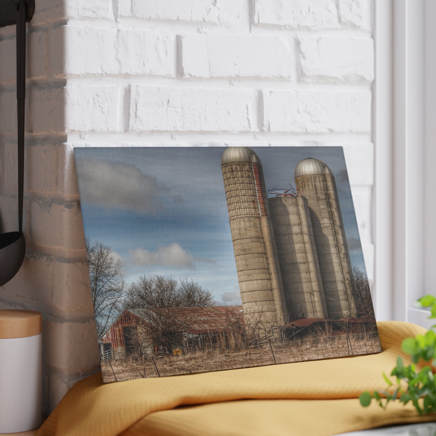 U R There Photography Silo Rust Rustic Farmhouse Tempered-Glass Cutting Board