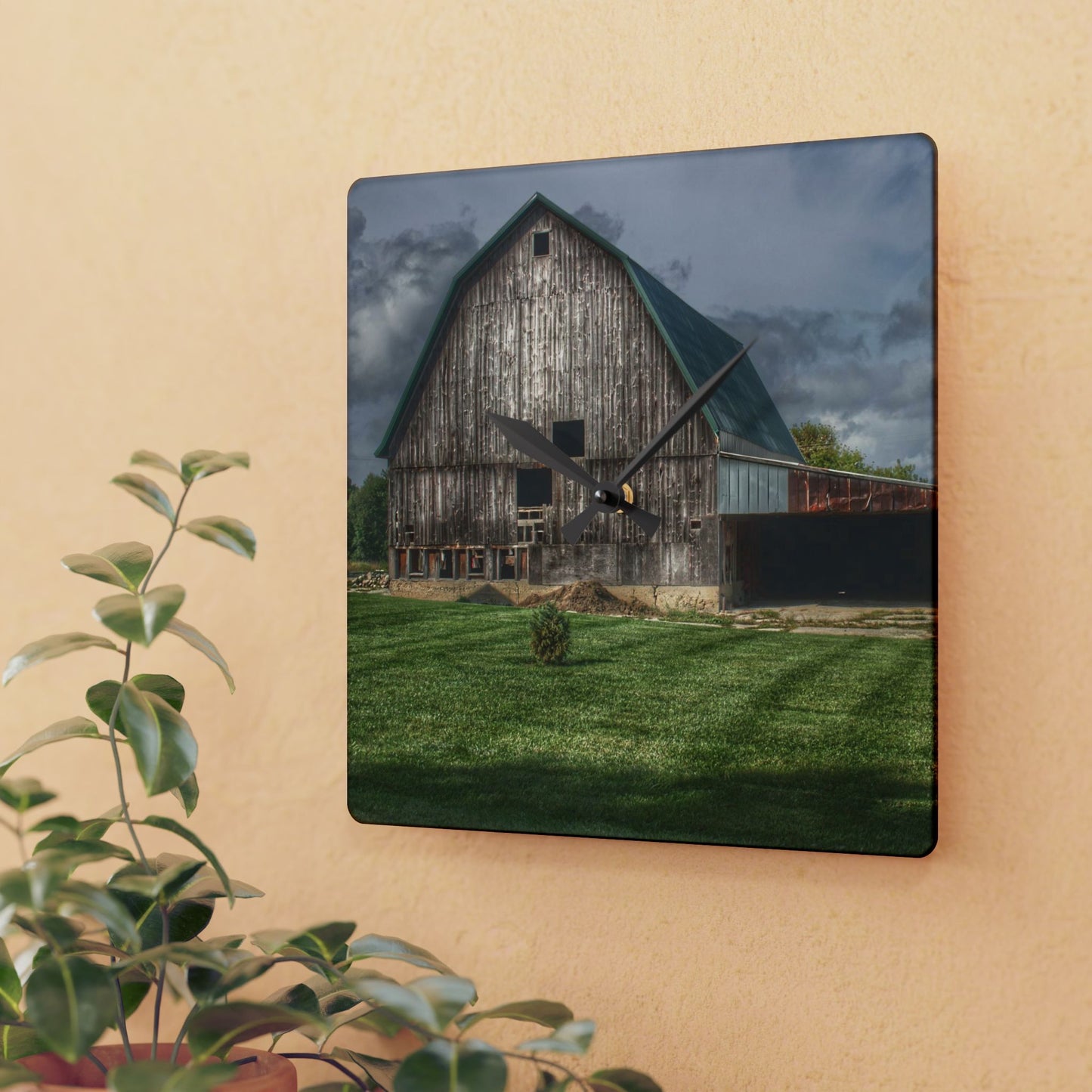 U R There Photography Bishop Grey II Rustic Farmhouse Acrylic Analog Wall Clock
