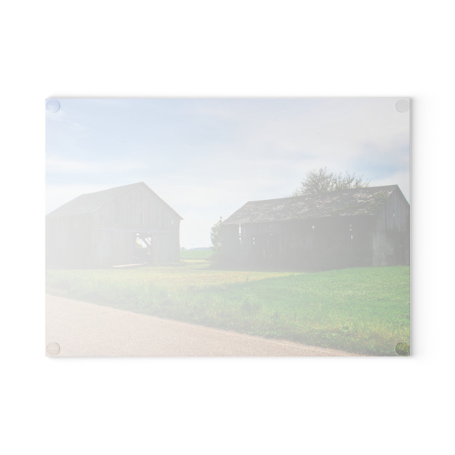 U R There Photography Caro Road Twin Greys I Rustic Farmhouse Tempered-Glass Cutting Board