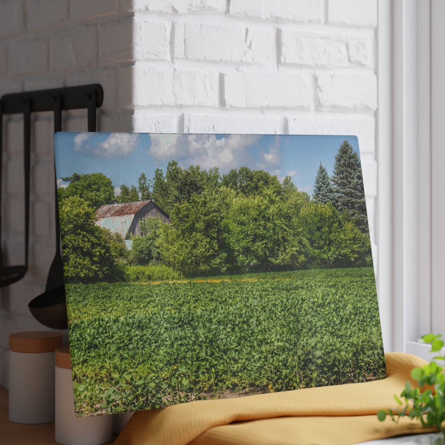 U R There Photography Canada Road Hidden Rustic Farmhouse Tempered-Glass Cutting Board