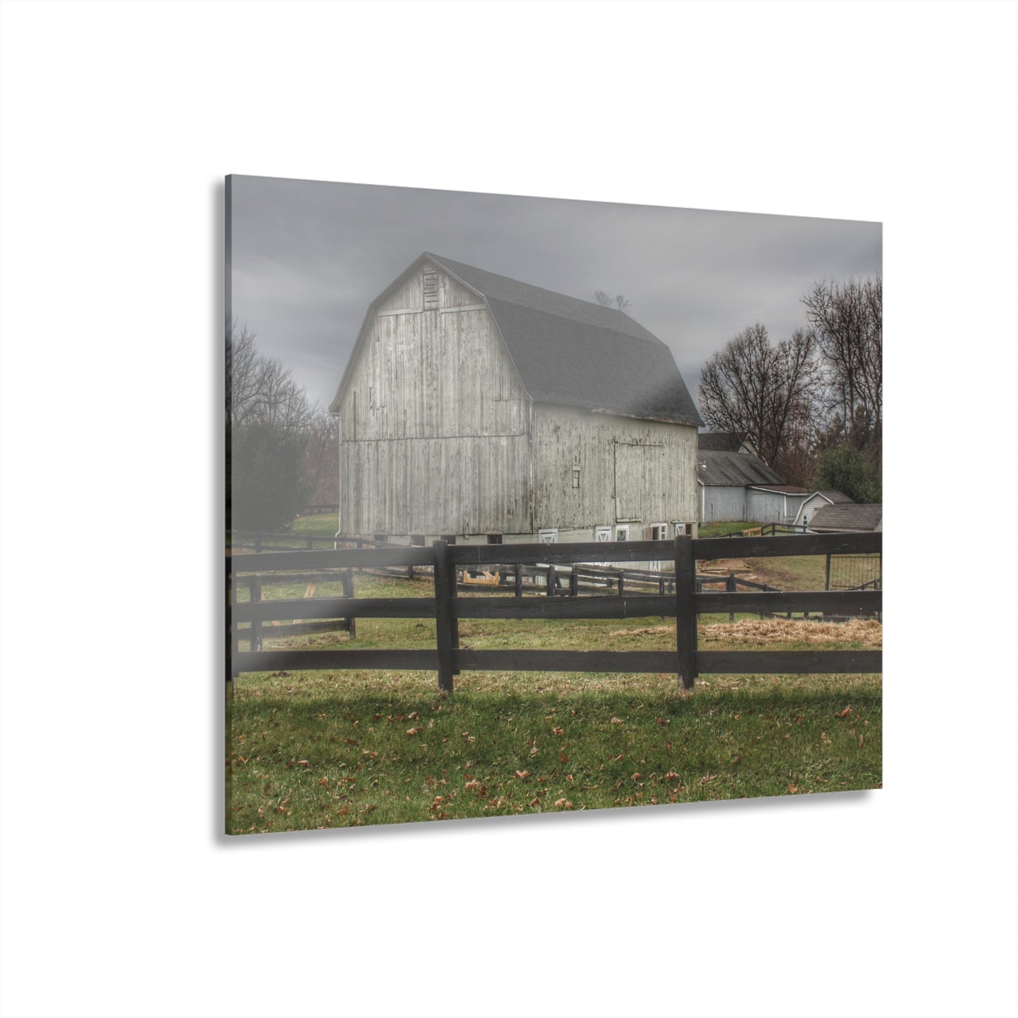 U R There Photography Roadside White Beyond the Fences Rustic Farmhouse Acrylic Wall Print