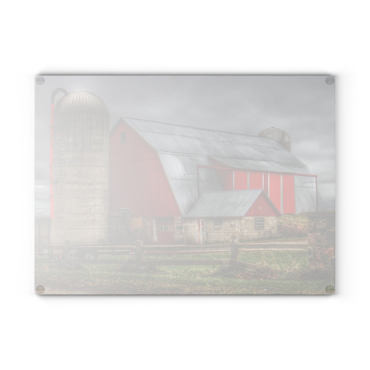 U R There Photography Slattery Roadside Red II Rustic Farmhouse Tempered-Glass Cutting Board