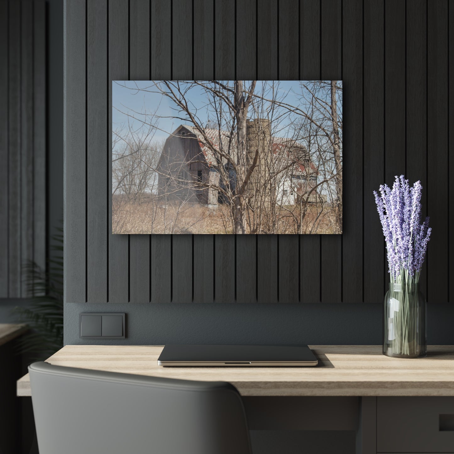 U R There Photography Hill Road Hidden Grey III Rustic Farmhouse Acrylic Wall Print