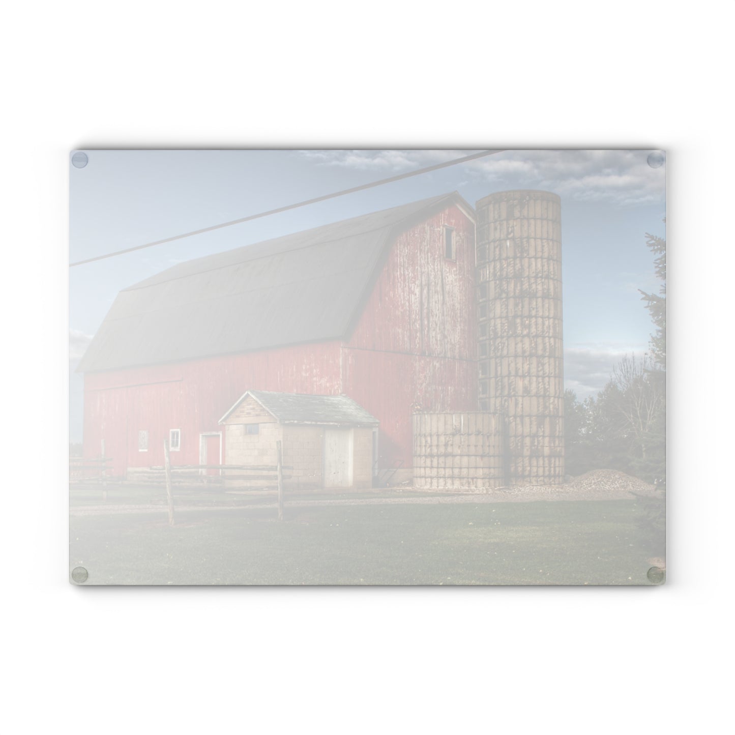U R There Photography Brown City Lincoln Street Red Rustic Farmhouse Tempered-Glass Cutting Board