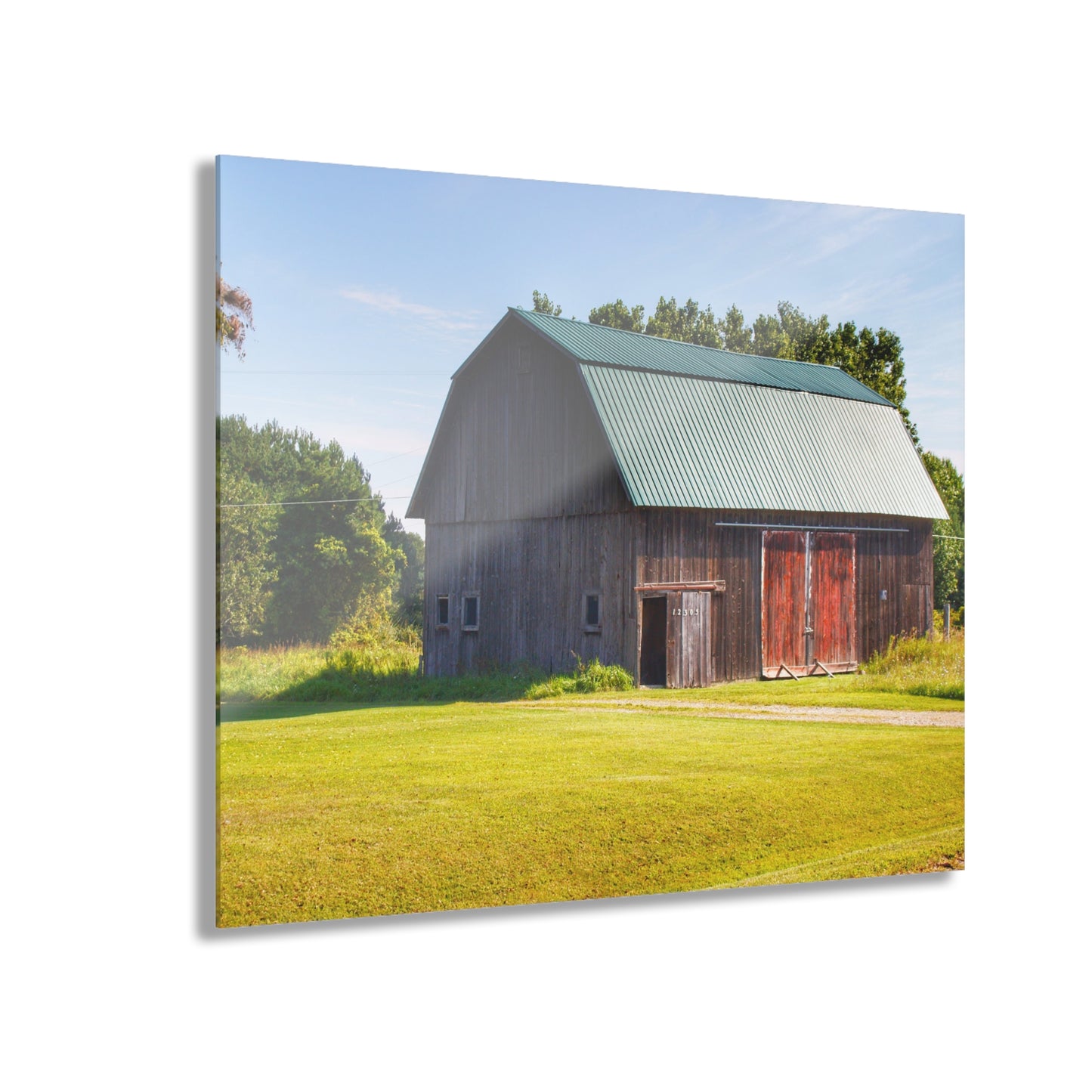 U R There Photography Red Door Barn of Mount Morris Road Rustic Farmhouse Acrylic Wall Print
