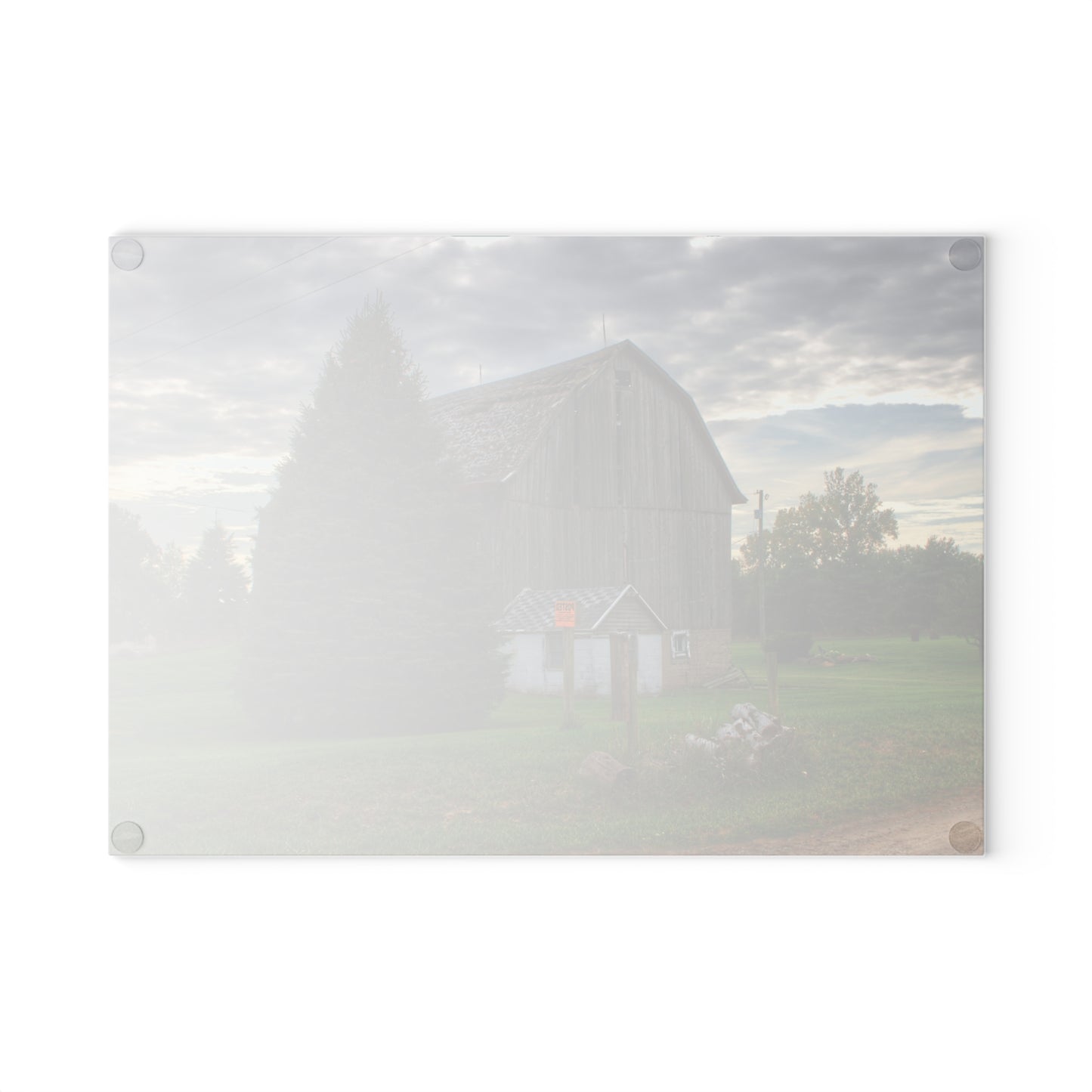 U R There Photography Rich Road Falling Grey II Rustic Farmhouse Tempered-Glass Cutting Board