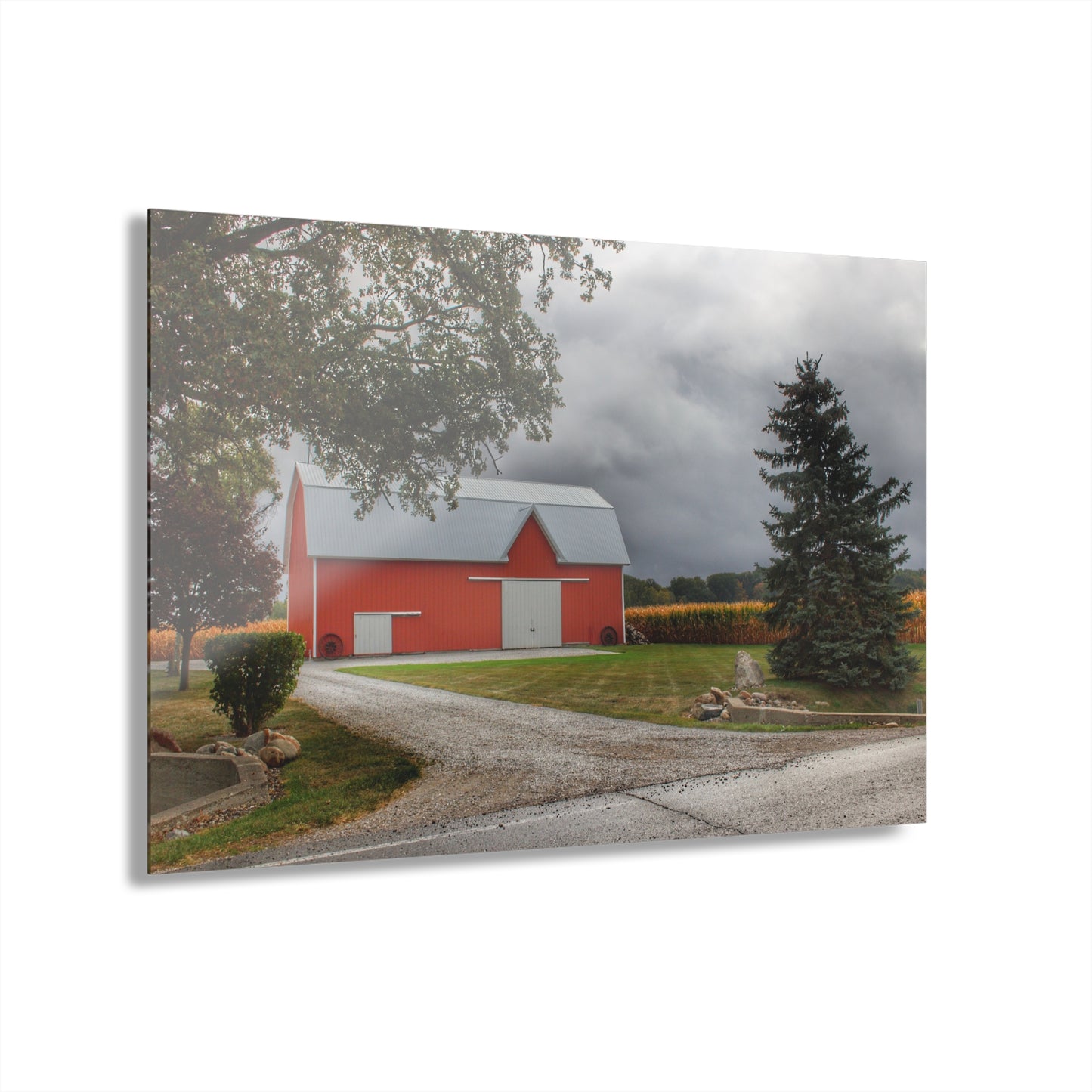 U R There Photography Richville Road Red Rustic Farmhouse Acrylic Wall Print