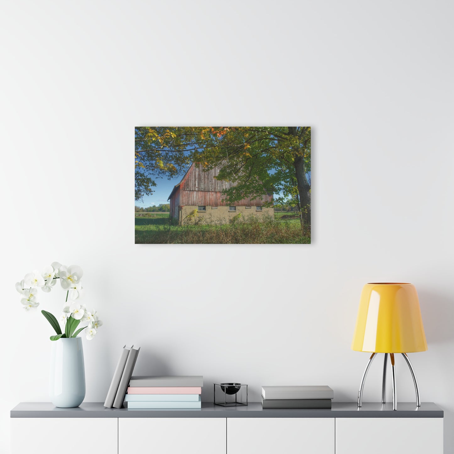 U R There Photography Byington Road Red I Rustic Farmhouse Acrylic Wall Print