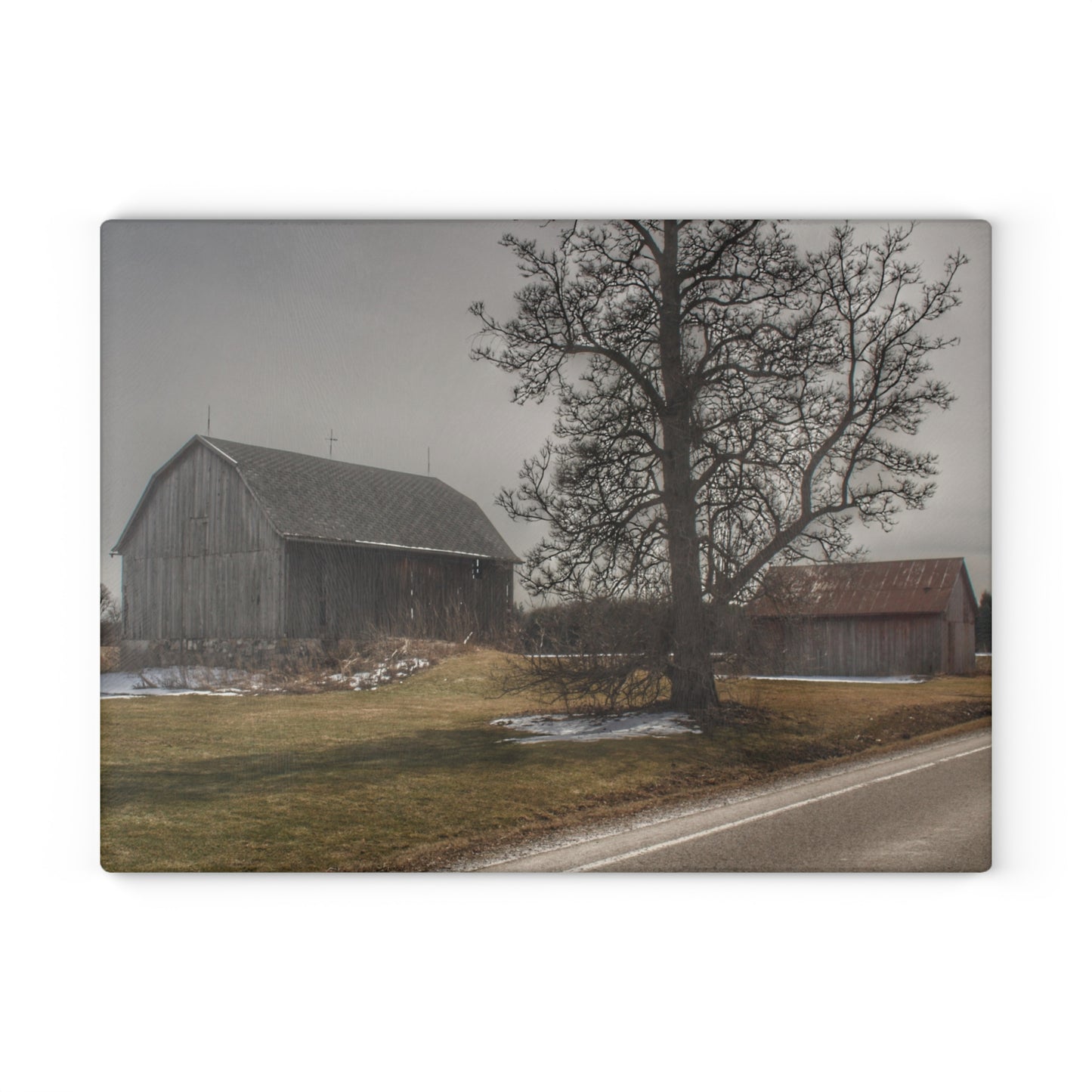 U R There Photography Roadside Greys Rustic Farmhouse Tempered-Glass Cutting Board