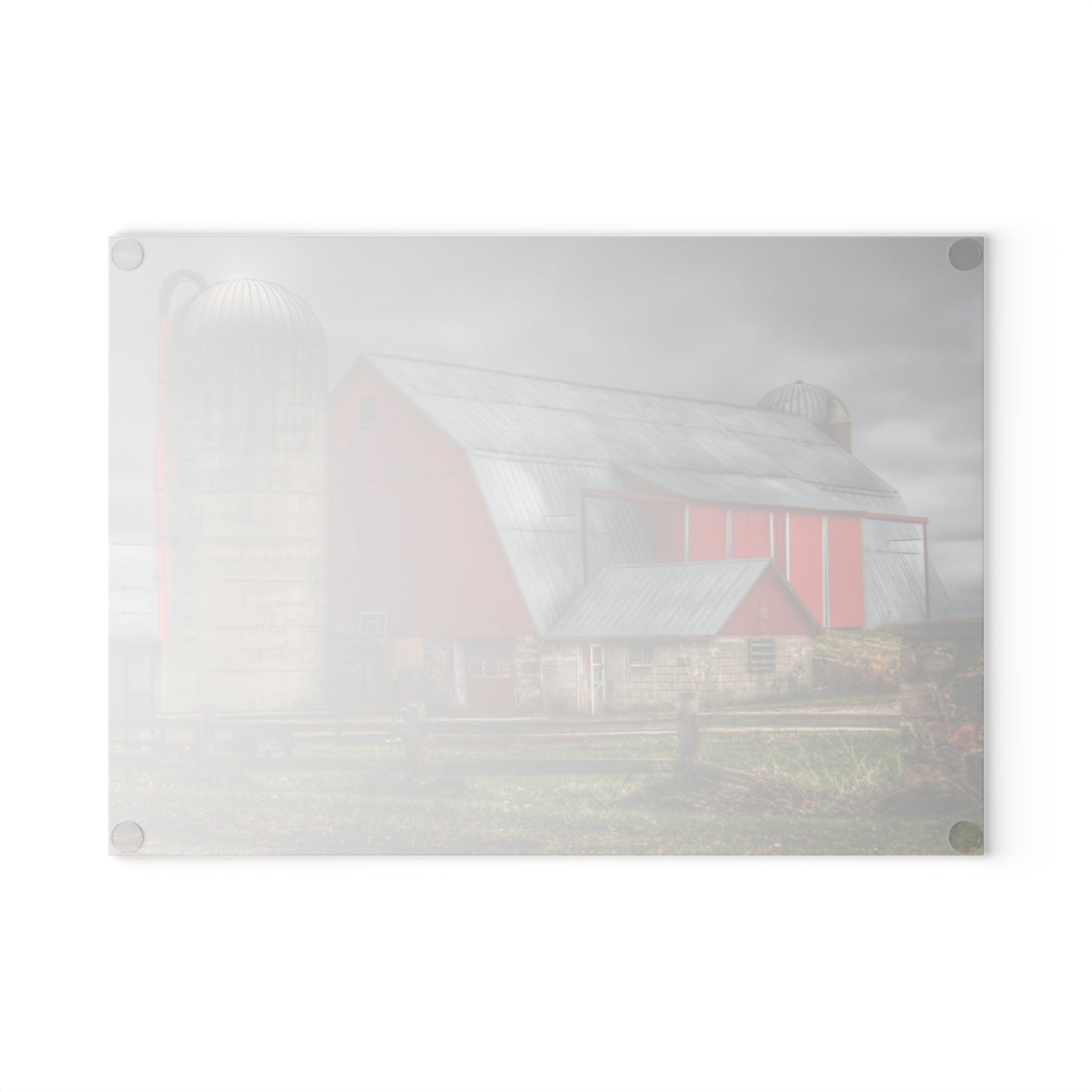 U R There Photography Slattery Roadside Red II Rustic Farmhouse Tempered-Glass Cutting Board