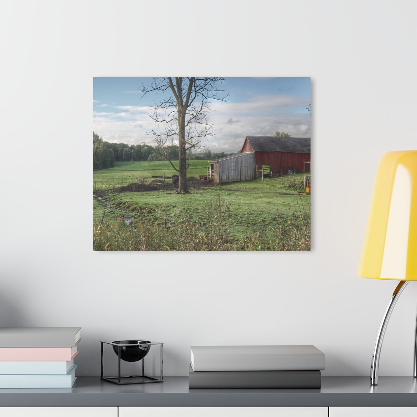 U R There Photography West Oregon Road Hidden Red III Rustic Farmhouse Acrylic Wall Print