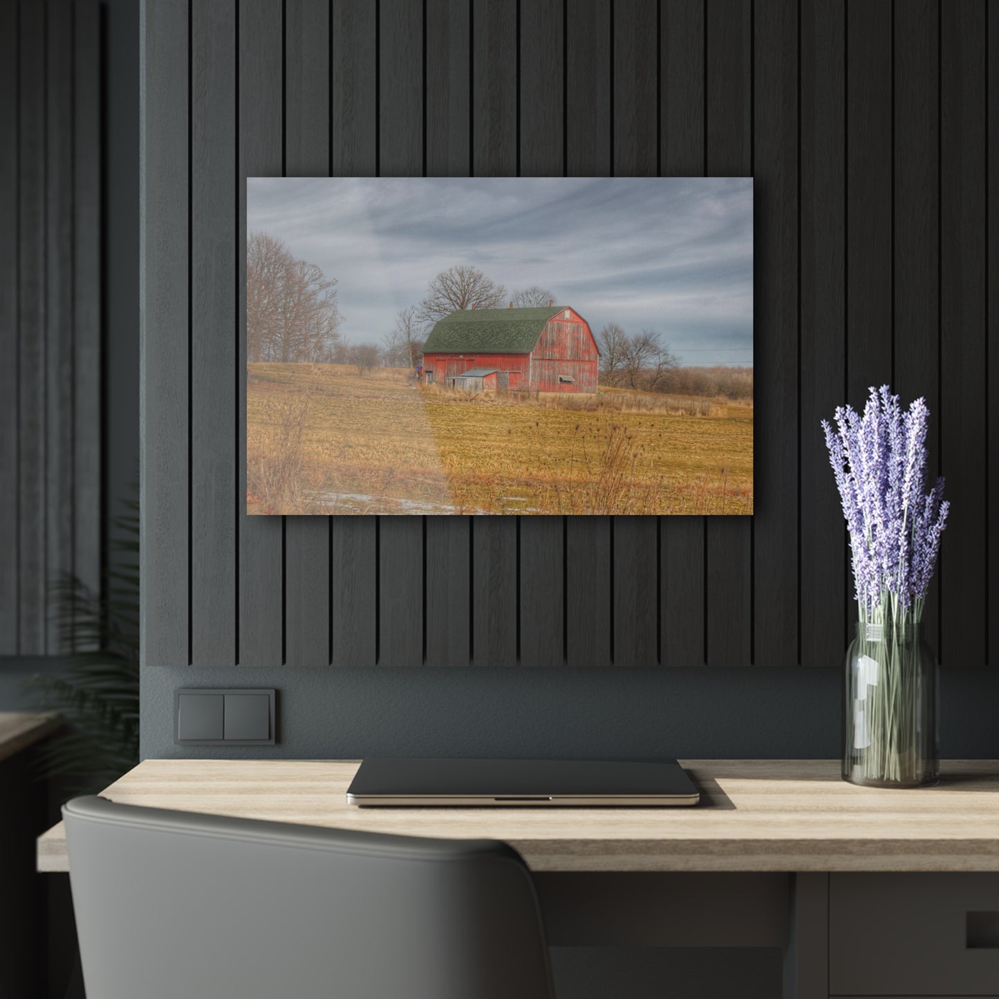 U R There Photography Clark Road Hillside Red I Rustic Farmhouse Acrylic Wall Print