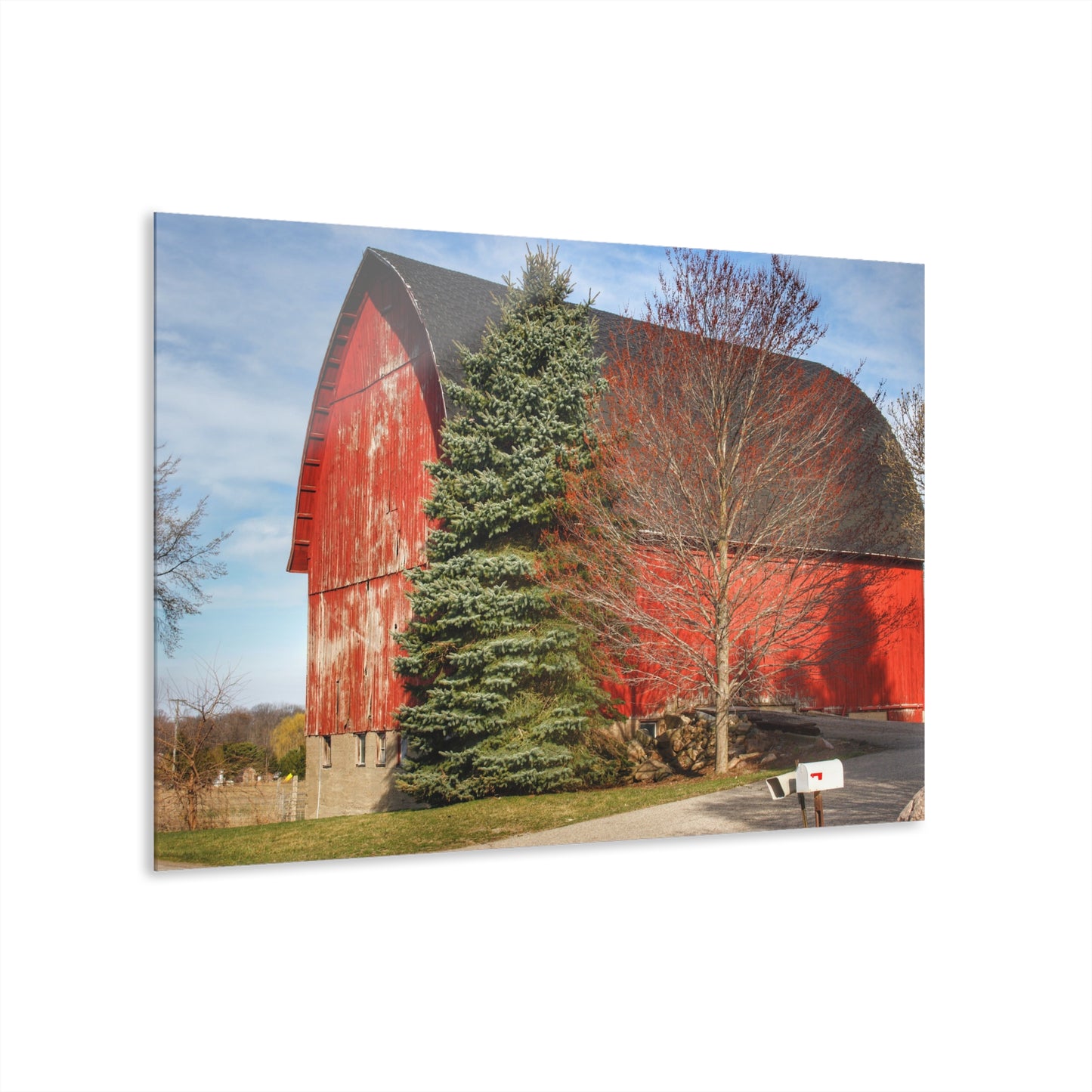 U R There Photography West Sutton Road Red Rustic Farmhouse Acrylic Wall Print