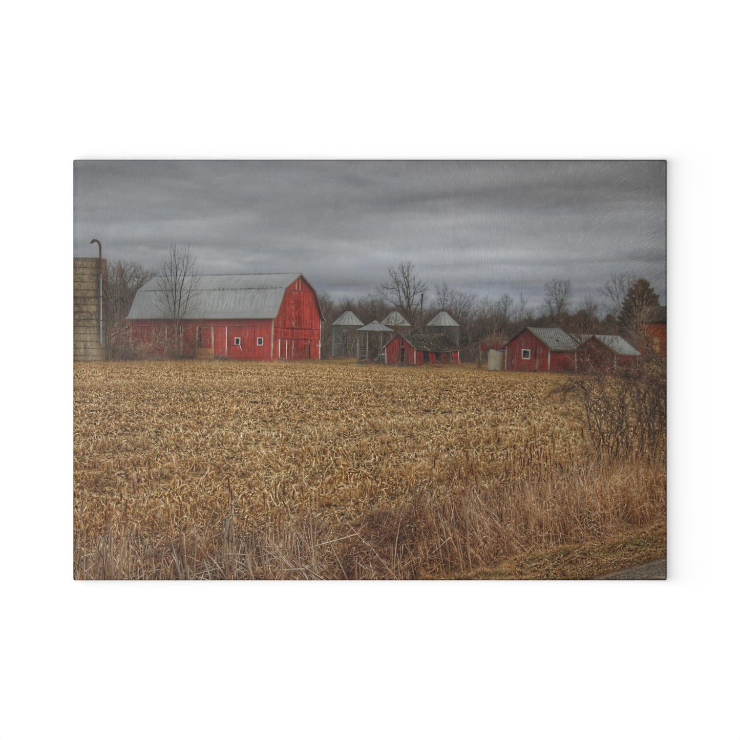 U R There Photography Barns of Arbela II Rustic Farmhouse Tempered-Glass Cutting Board
