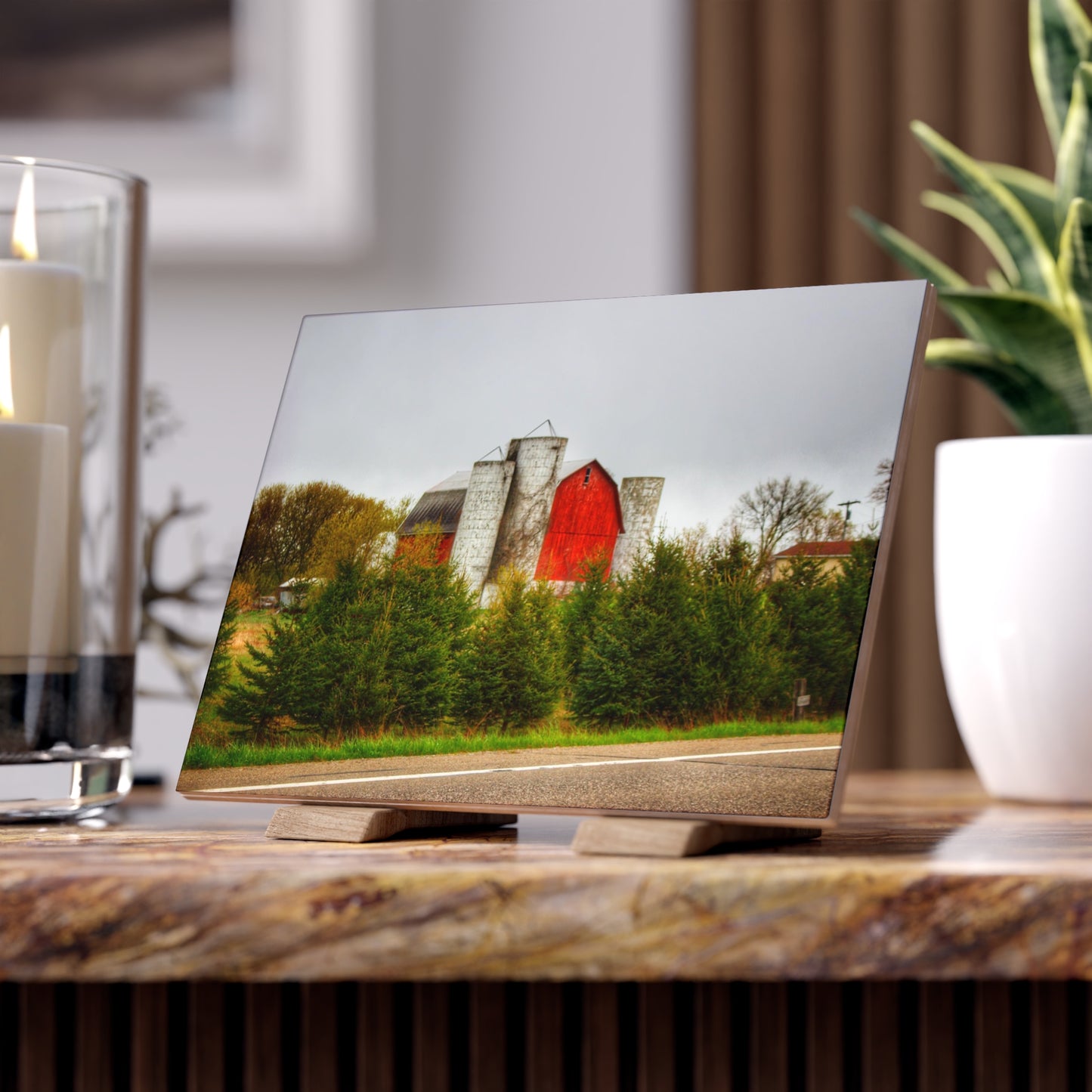 U R There Photography Castle Corner Red II Rustic Farmhouse Decorative Ceramic Tile