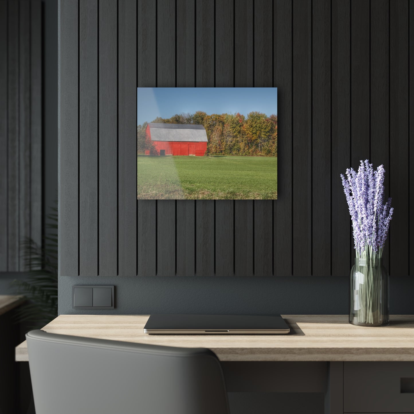 U R There Photography Ubly Road Red Rustic Farmhouse Acrylic Wall Print