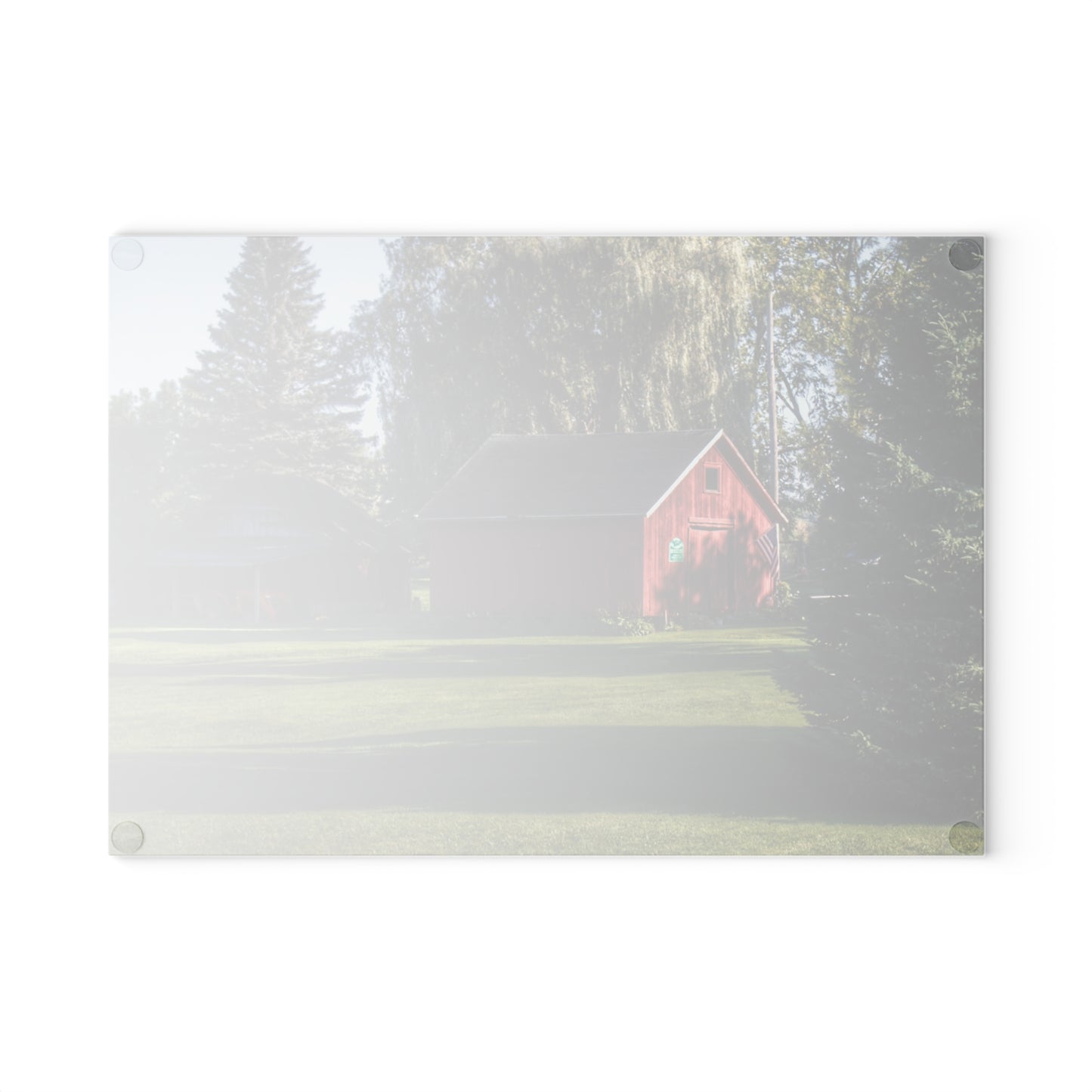 U R There Photography Rochester Road Mini-Reds Rustic Farmhouse Tempered-Glass Cutting Board