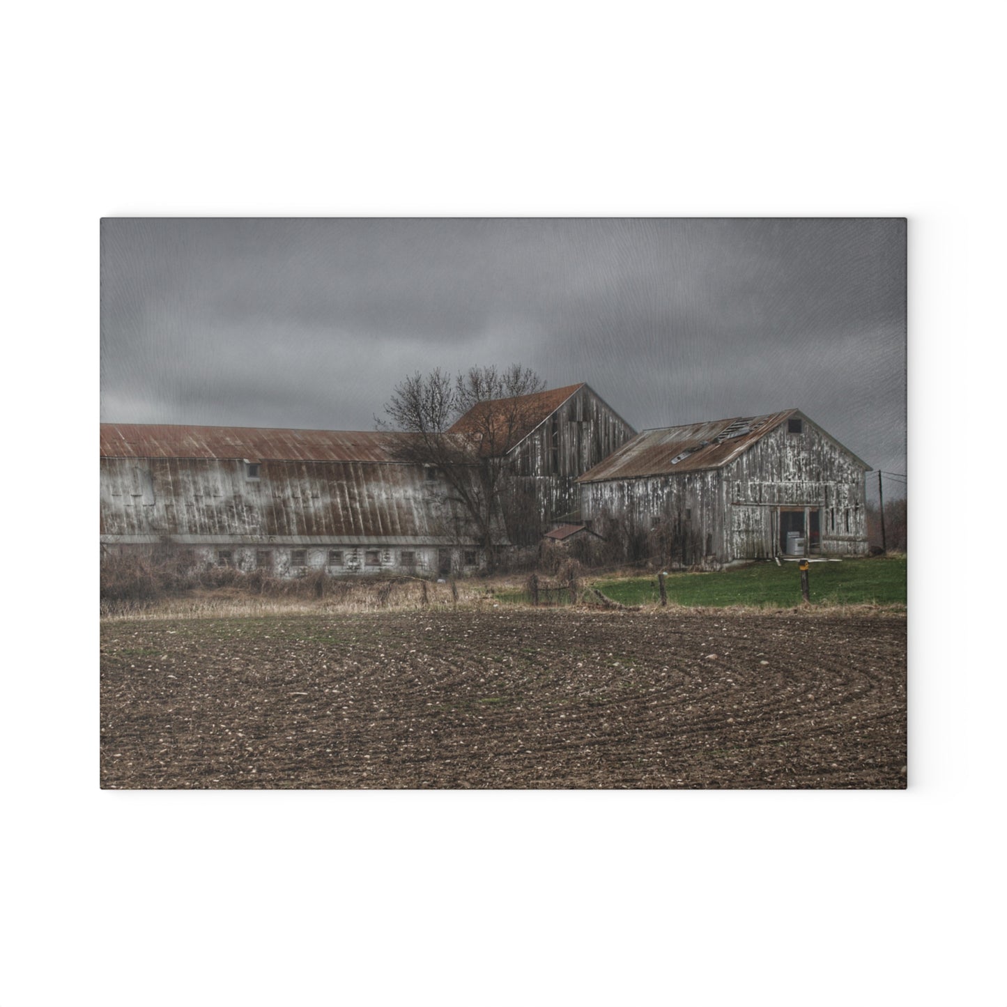 U R There Photography Rusted and Grey on Newark Road Rustic Farmhouse Tempered-Glass Cutting Board