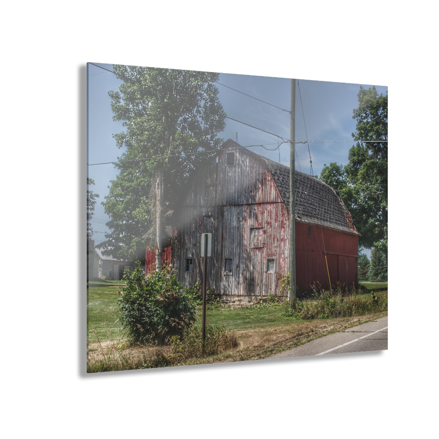 U R There Photography Roods Lake Road Red II Rustic Farmhouse Acrylic Wall Print