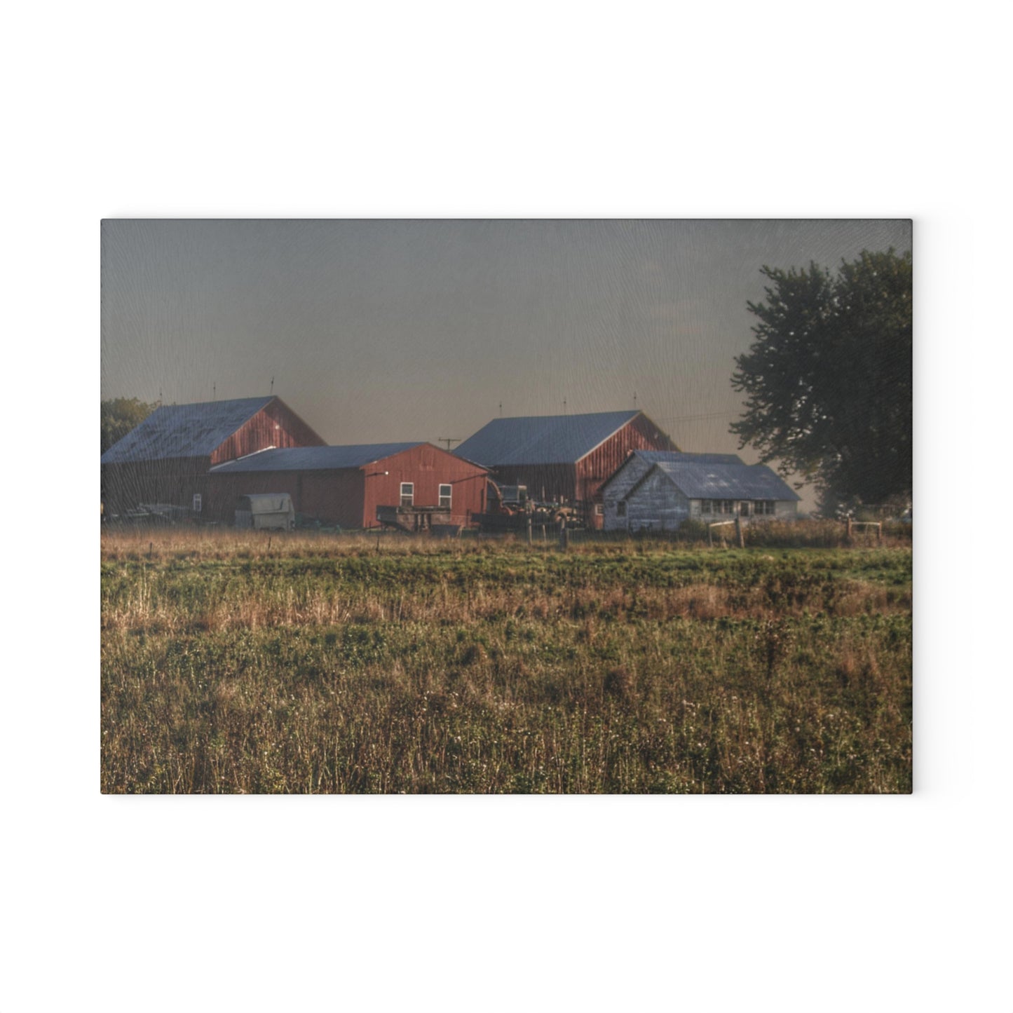 U R There Photography Shaw Road Farm Rustic Farmhouse Tempered-Glass Cutting Board