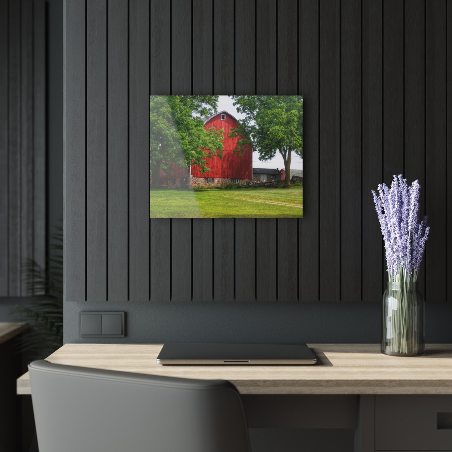 U R There Photography Summer Fieldstone Red Rustic Farmhouse Acrylic Wall Print
