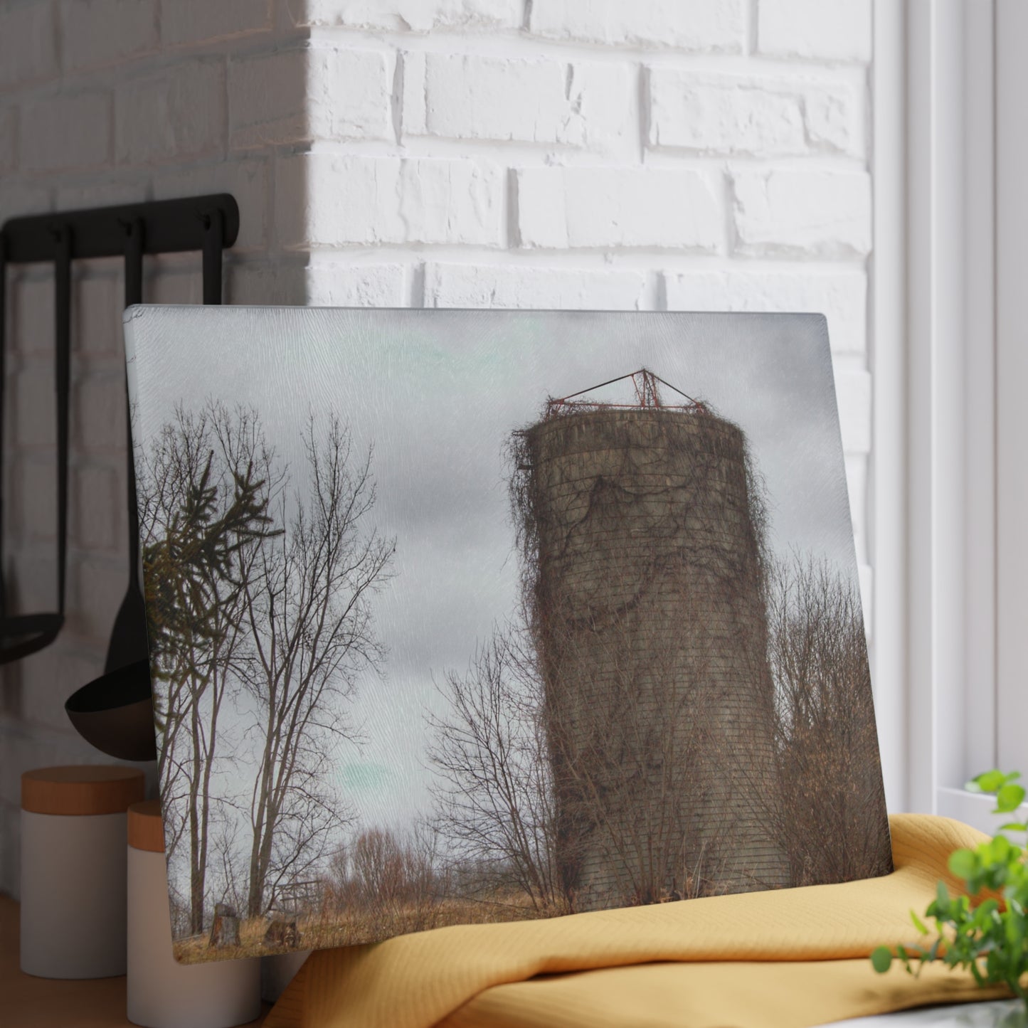 U R There Photography West Barnes Lake Silo Rustic Farmhouse Tempered-Glass Cutting Board
