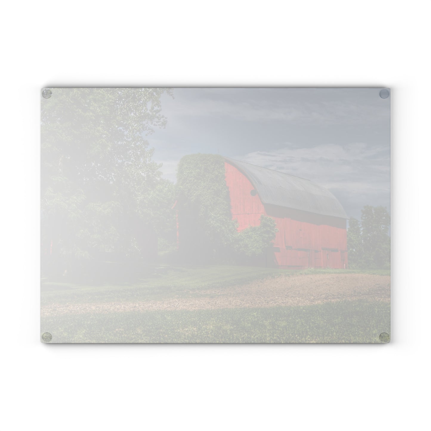 U R There Photography Catlin Road Red I Rustic Farmhouse Tempered-Glass Cutting Board