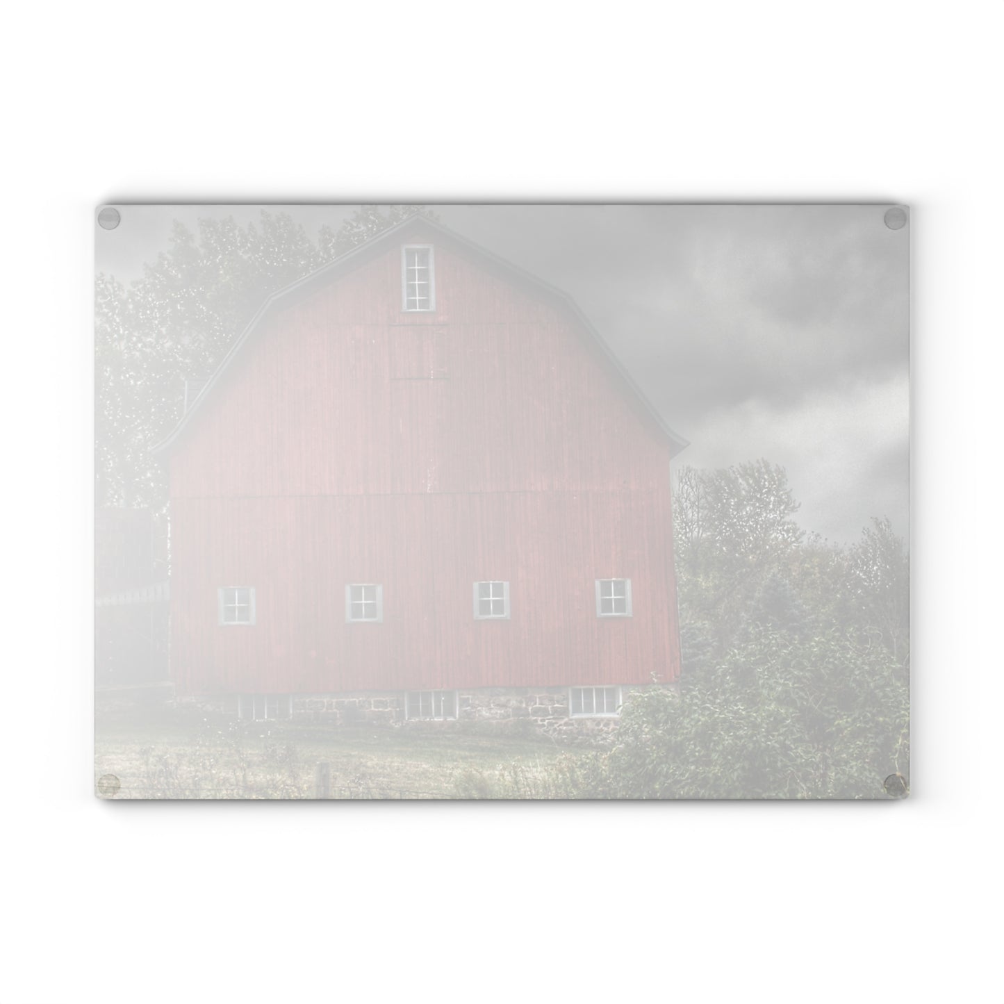 U R There Photography Vassar Road Red II Rustic Farmhouse Tempered-Glass Cutting Board
